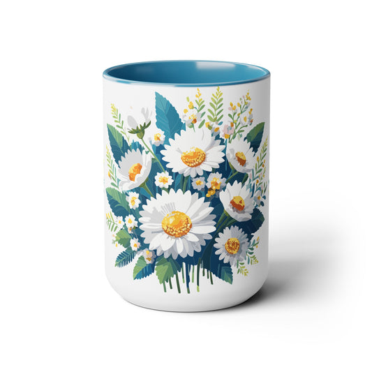 Two-Tone Coffee Mug with flowers