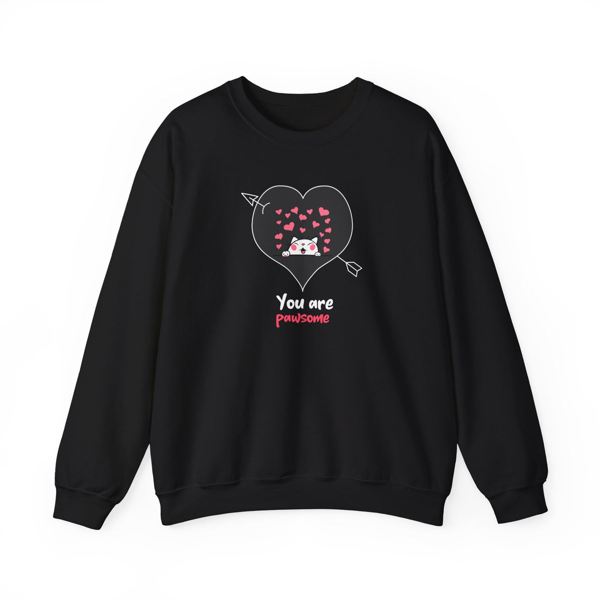 Cat Graphic Valentine's Day Sweatshirt Unisex 50/50 Cotton-Poly Animal Sweatshirt w11