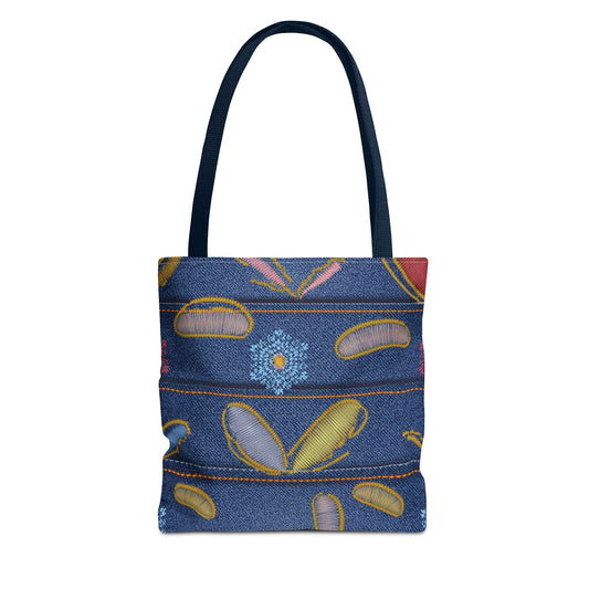 Denim Fabric Imitation Print Unisex Canvas Bag Poly Spun 3 Sizes Tote Bag 151