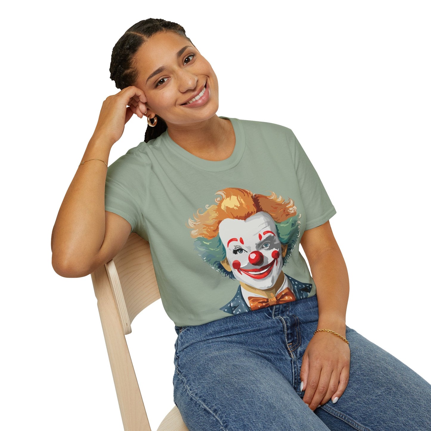 Unisex Short Sleeve Softstyle Clown T Shirt With Funny Man Circus Theme Tee Gildan 64000