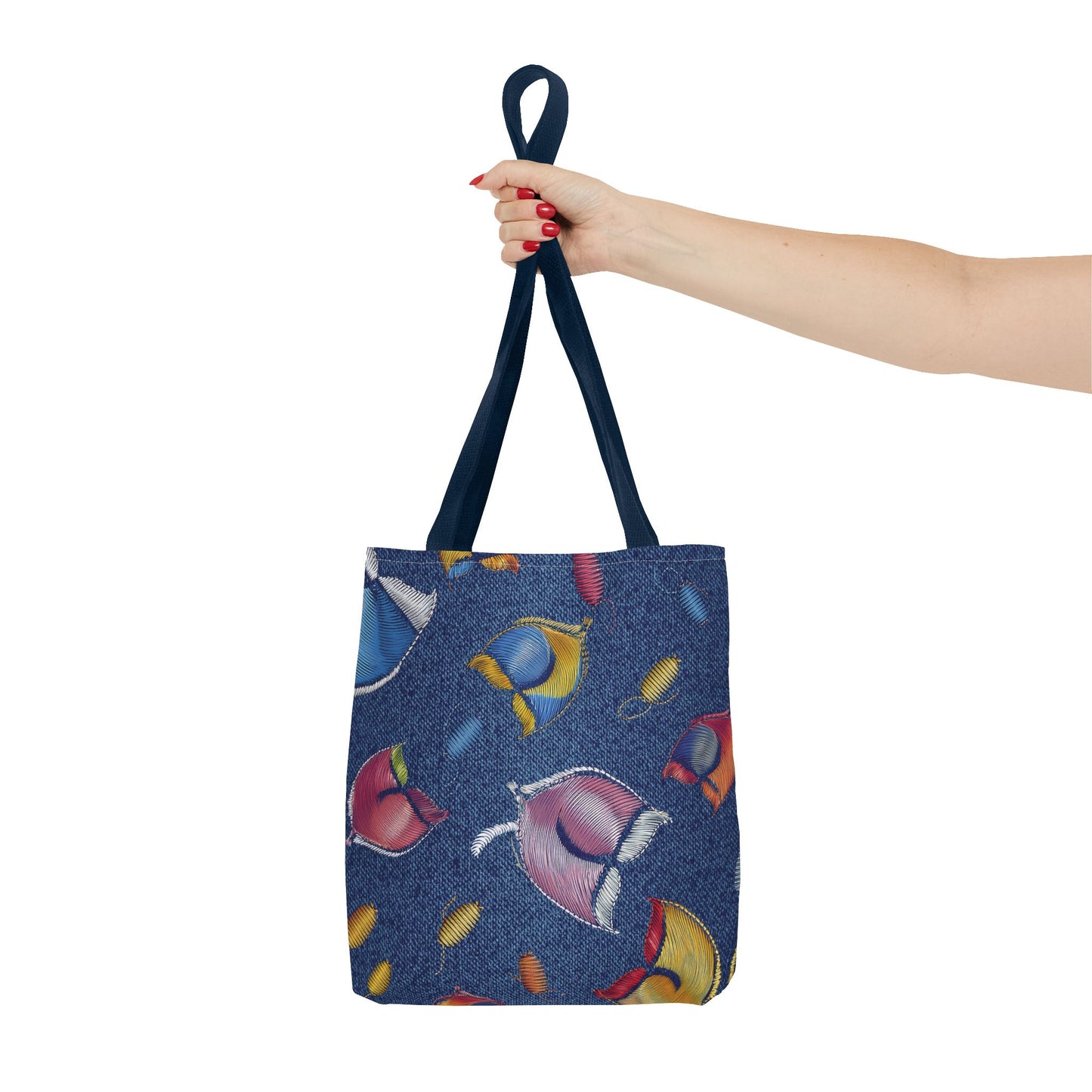 Denim Fabric Imitation Print Unisex Canvas Bag Poly Spun 3 Sizes Tote Bag 193-3