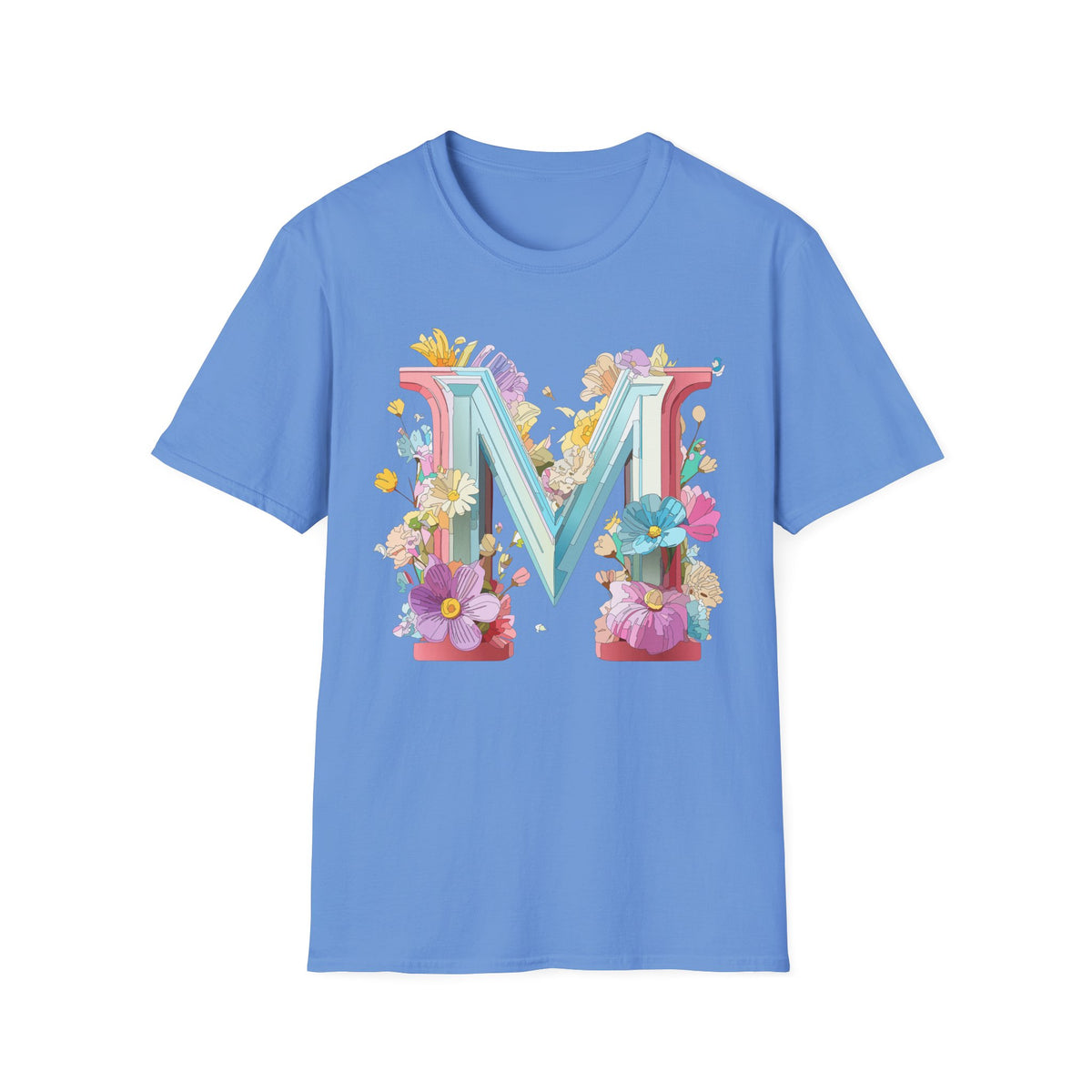 Floral Letter M T-Shirt | Monogram Initial Graphic Tee