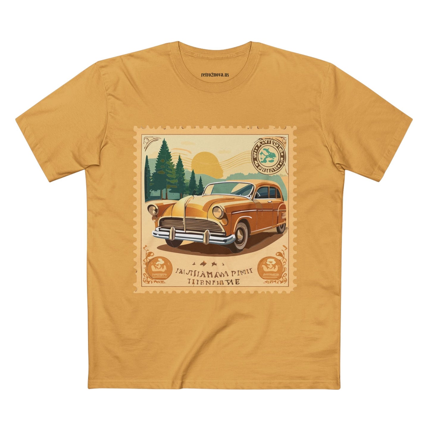 Retro2Nova Postage Stamp Shirt Unisex Premium Cotton Tee With Original Art Design