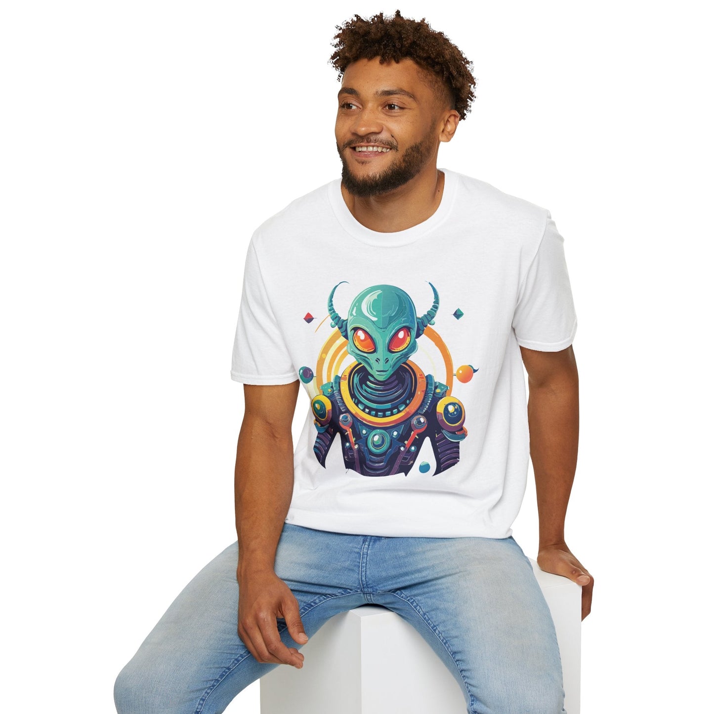 Alien Graphic Unisex Cotton Softstyle UFO Artwork Tee 2