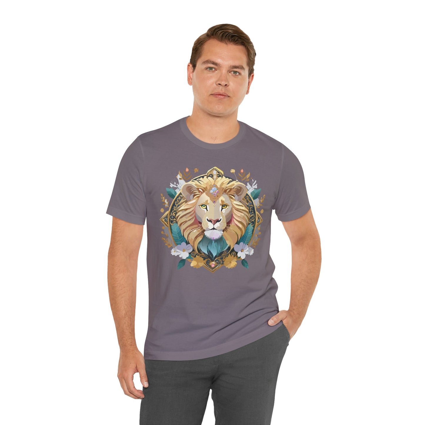 Unisex Lion Graphic Tee, Animal Shirt, Tee Shirt with Lion, Medallion T-Shirt, Animal Medallion Tees 2