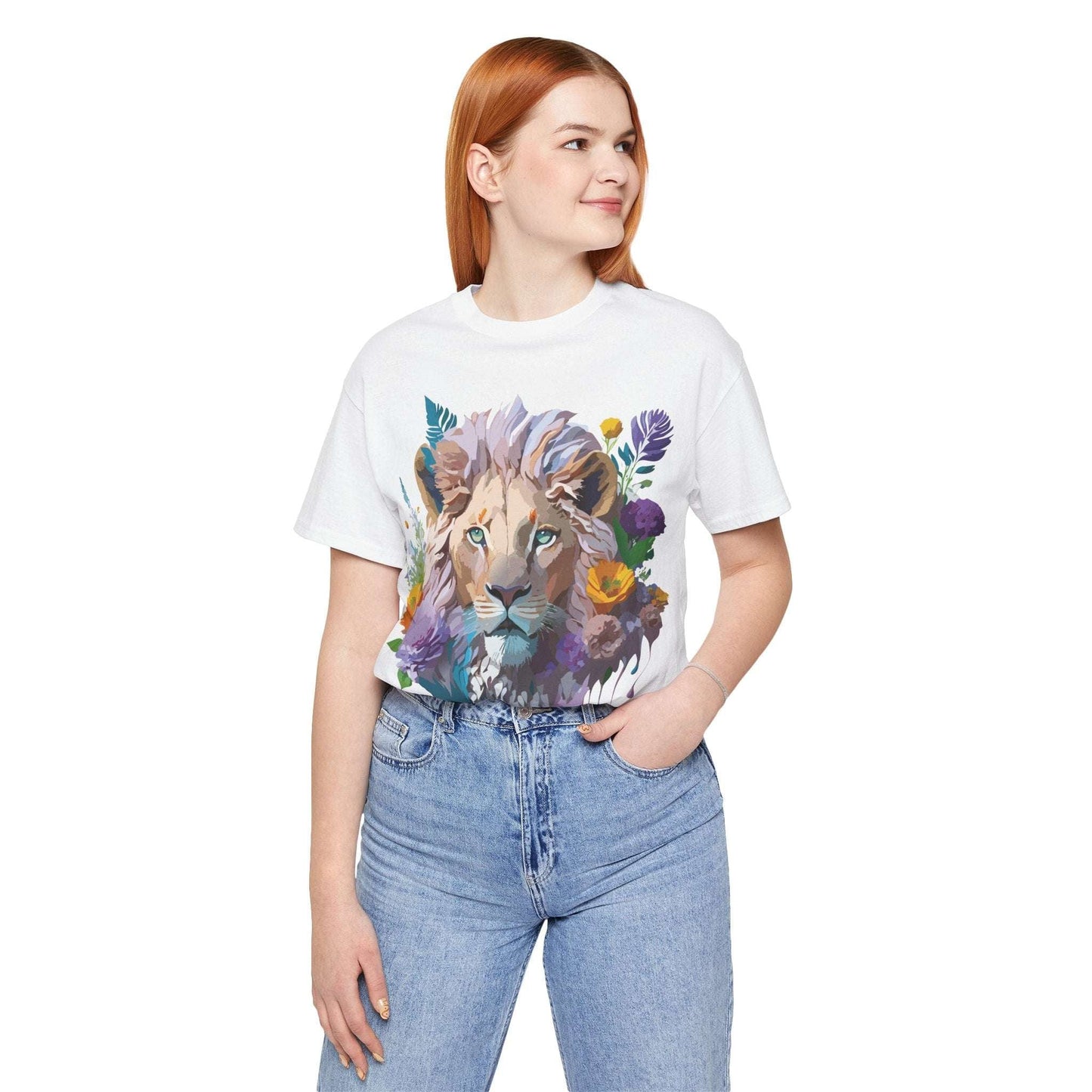 Lion Graphic Tee Unisex Short Sleeve Shirt With Vintage Inspired Artwork By Adelpha