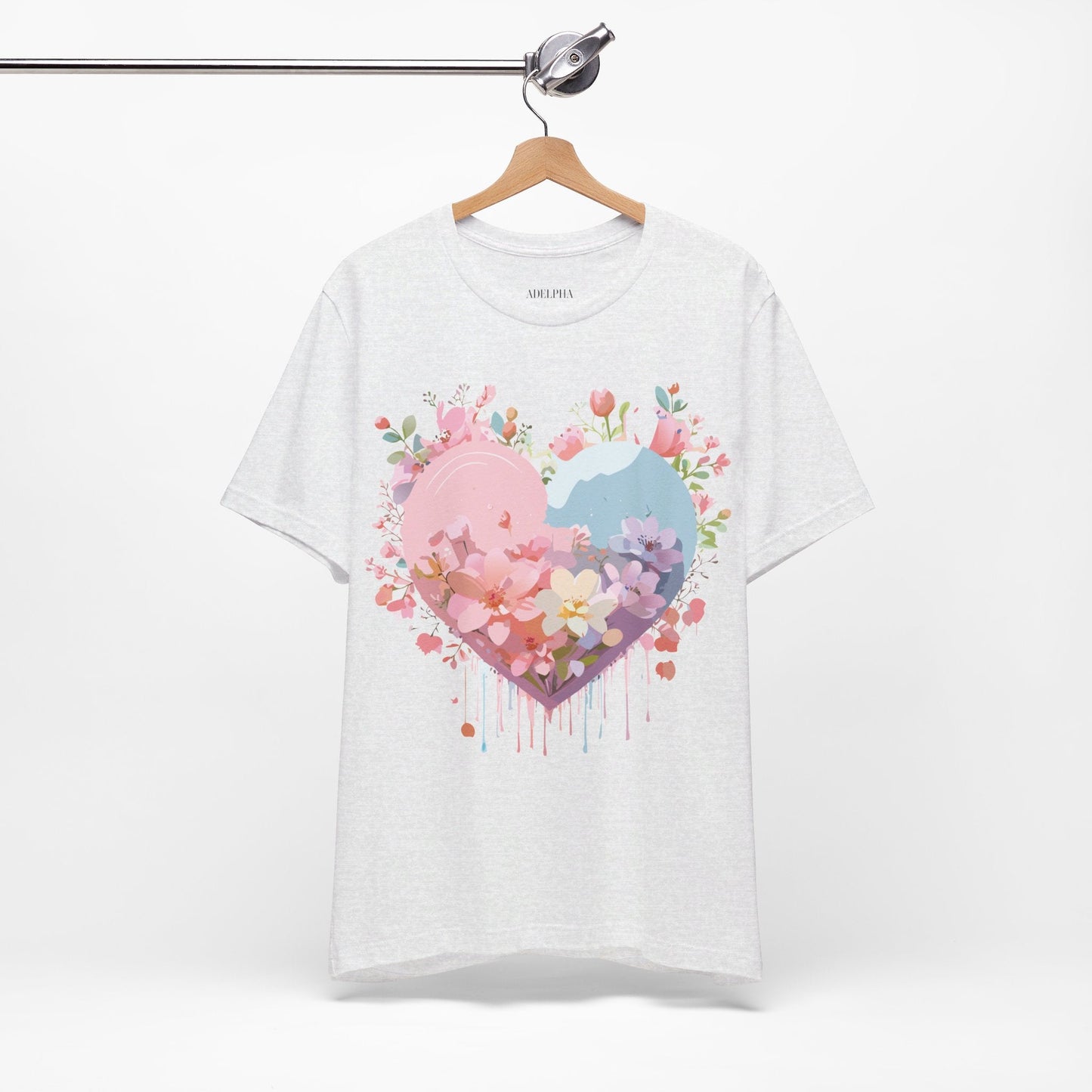 Valentine Day Graphic Unisex 100 Cotton Vintage Artwork with Love and Flower Design Tee 31