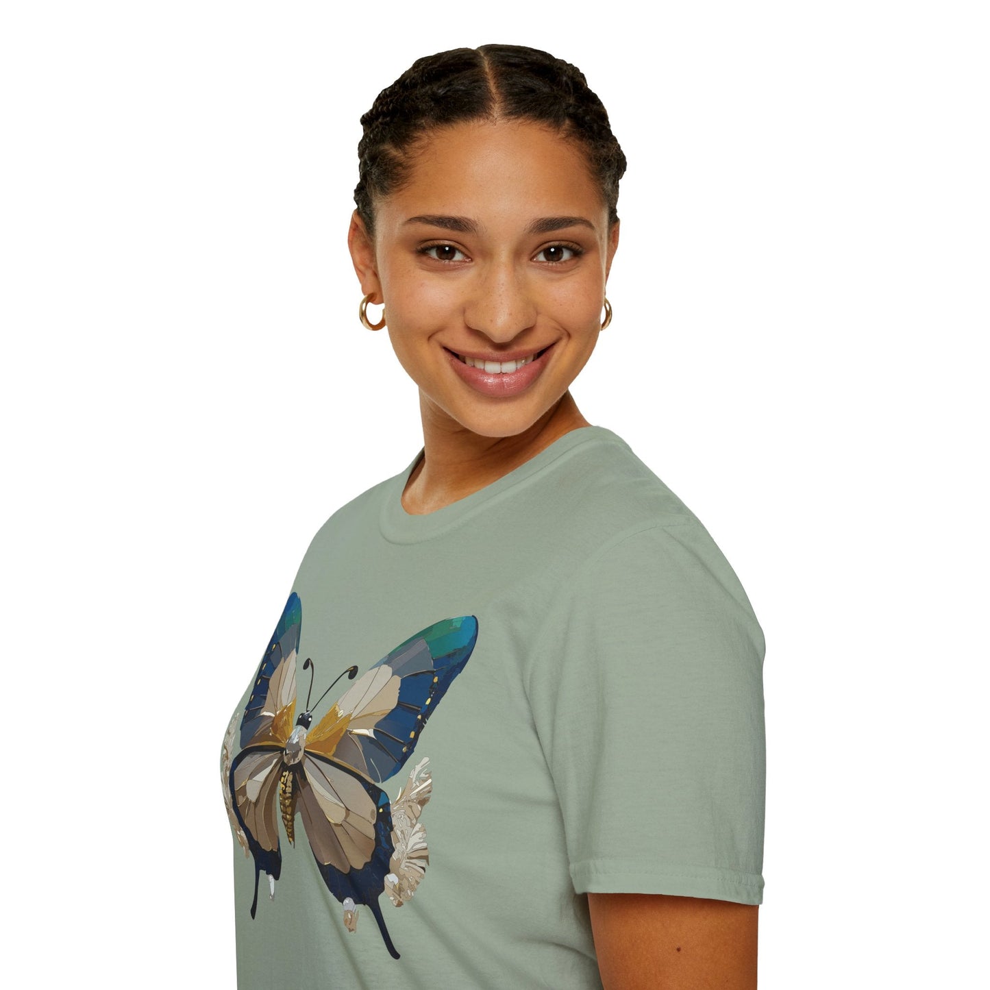 Butterfly Themed Unisex T Shirt With Monarch Design Gildan Softstyle 64000 Premium Ring Spun Cotton