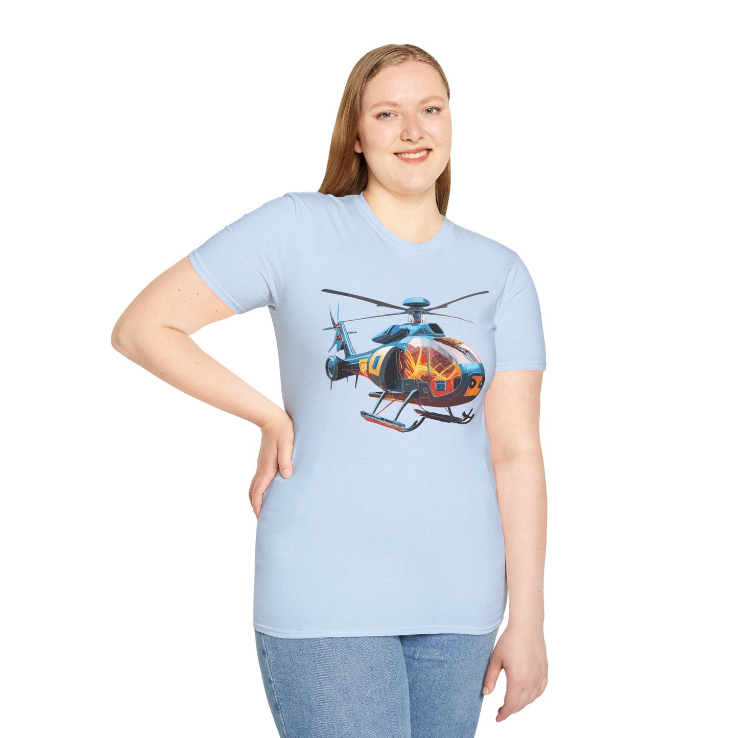 Helicopter Chopper Shirt Unisex Gildan Softstyle 64000 Short Sleeve Tee For Everyday Wear