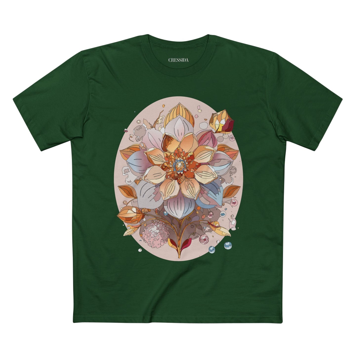 Floral Graphic T-Shirt Unisex 100 Cotton Art Design with Antique Flowers Tee 24