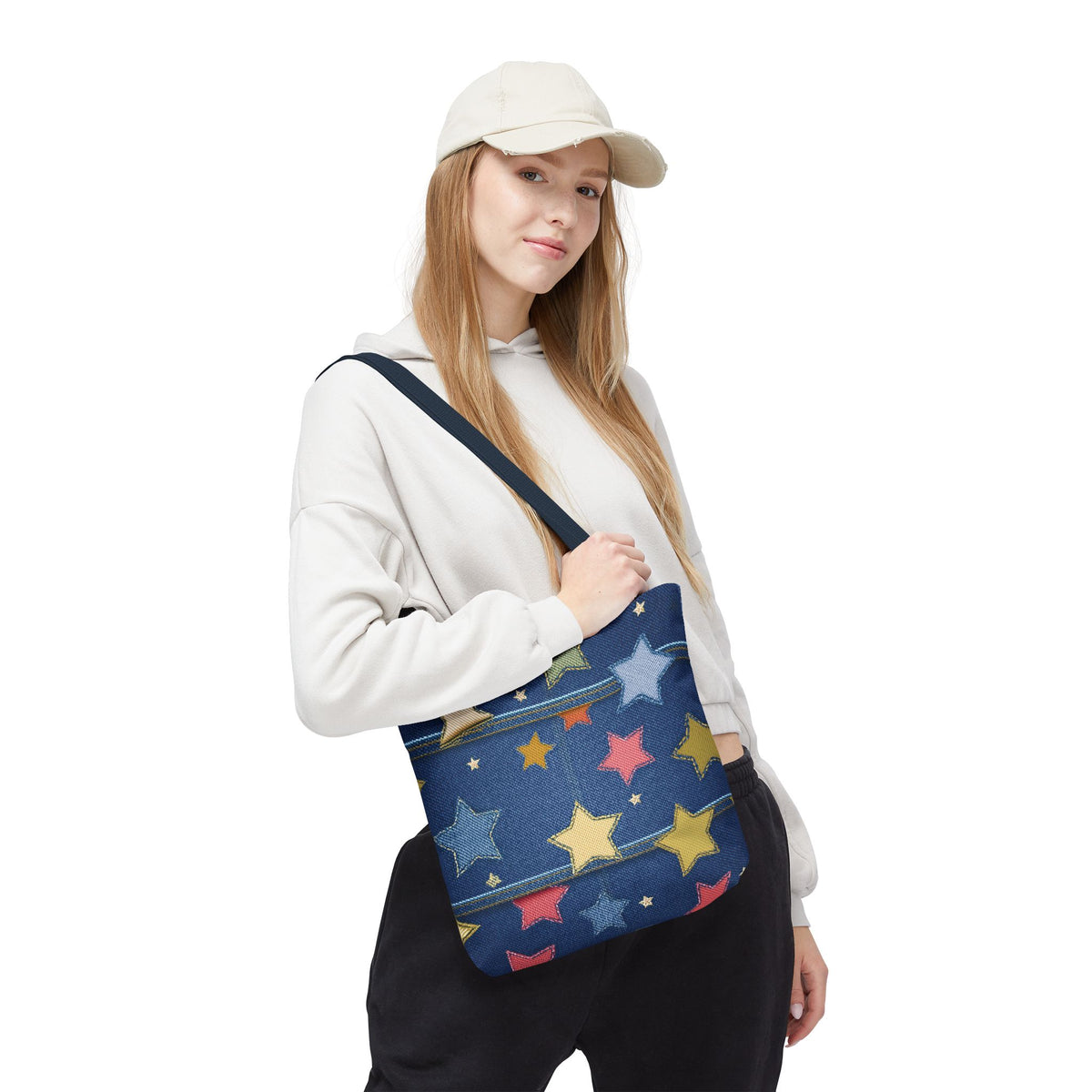 Denim Fabric Imitation Print Unisex Canvas Bag Poly Spun 3 Sizes Tote Bag 181-5