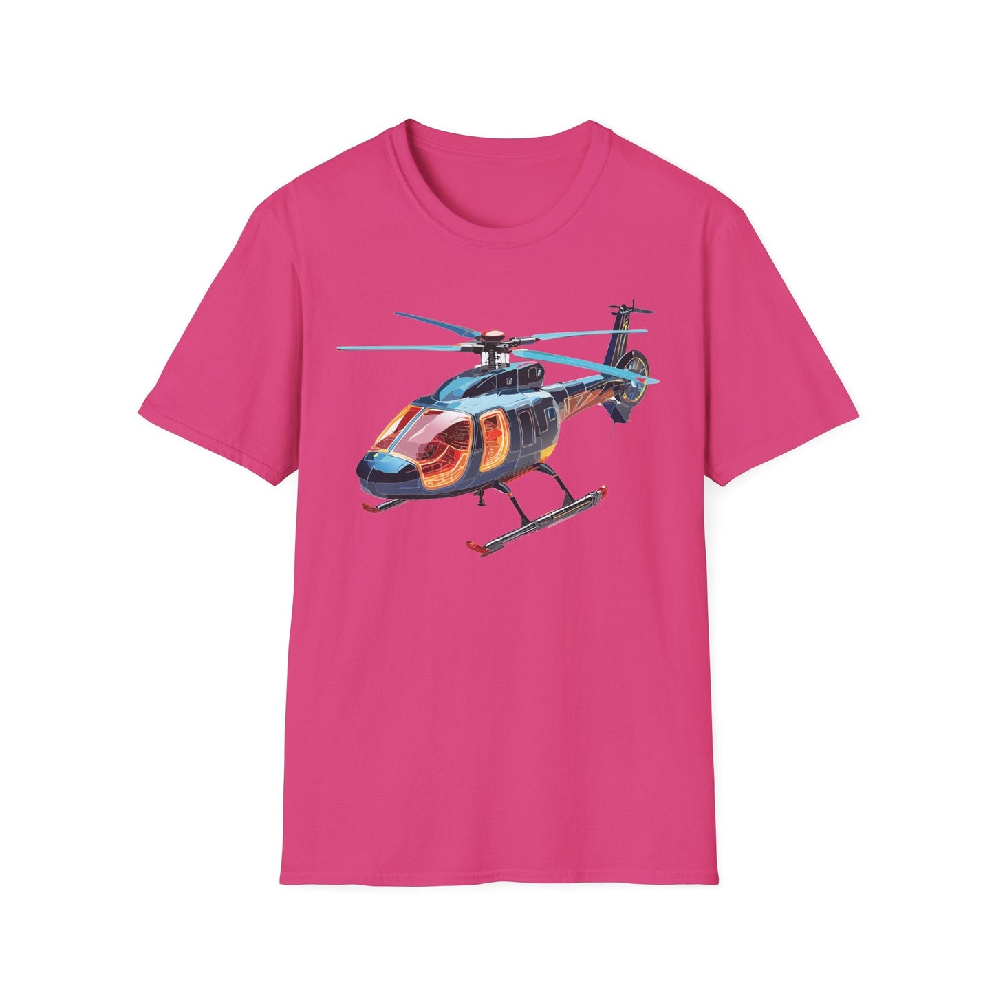 Unisex Helicopter Chopper Shirt Graphic Tee Softstyle 64000 100 Percent Ring Spun Cotton