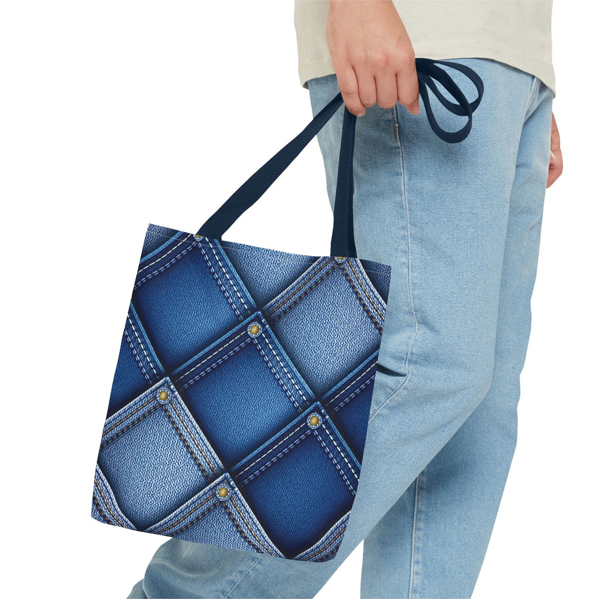 Denim Fabric Imitation Print Unisex Canvas Bag Poly Spun 3 Sizes Tote Bag 116
