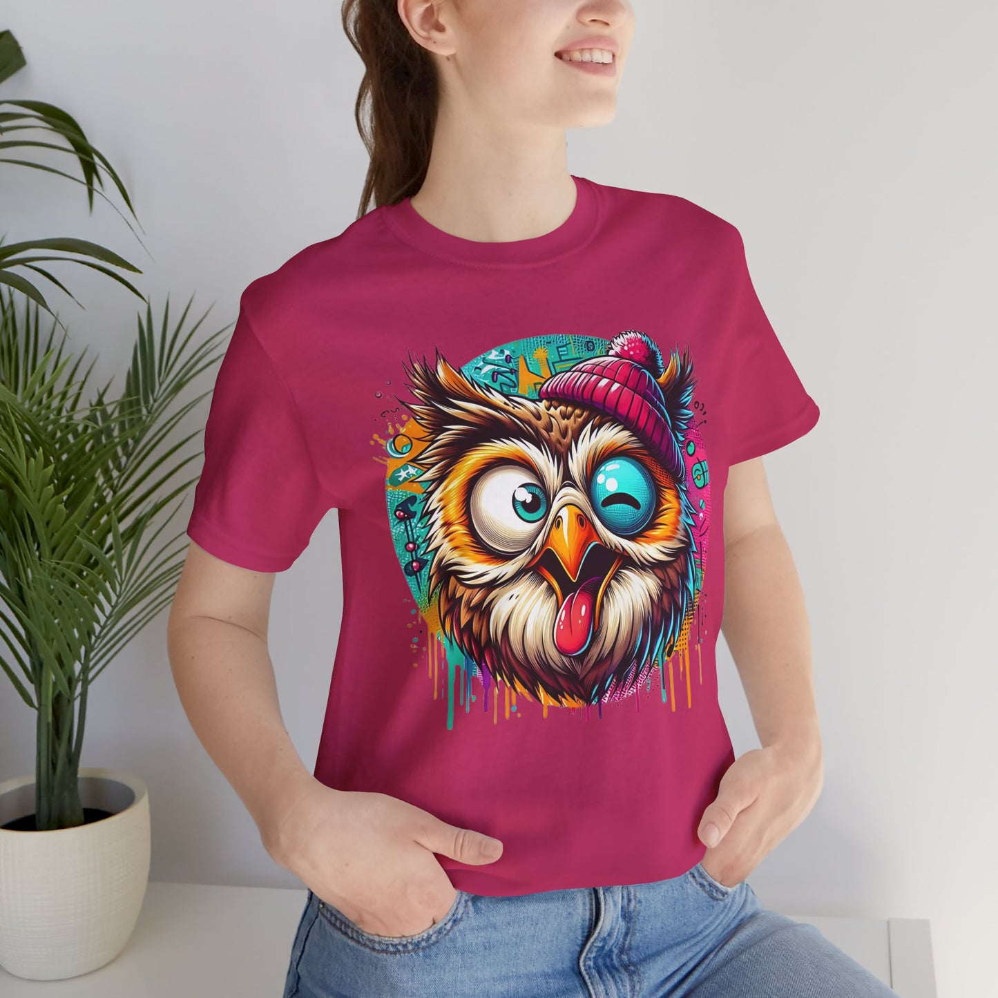 Colorful Owl Graphic Tee, Fun Owl Shirt, Funny Bird Shirt, Cute Cartoon Tees, Animal T-Shirt, Animal Tees, Art Design T-Shirt