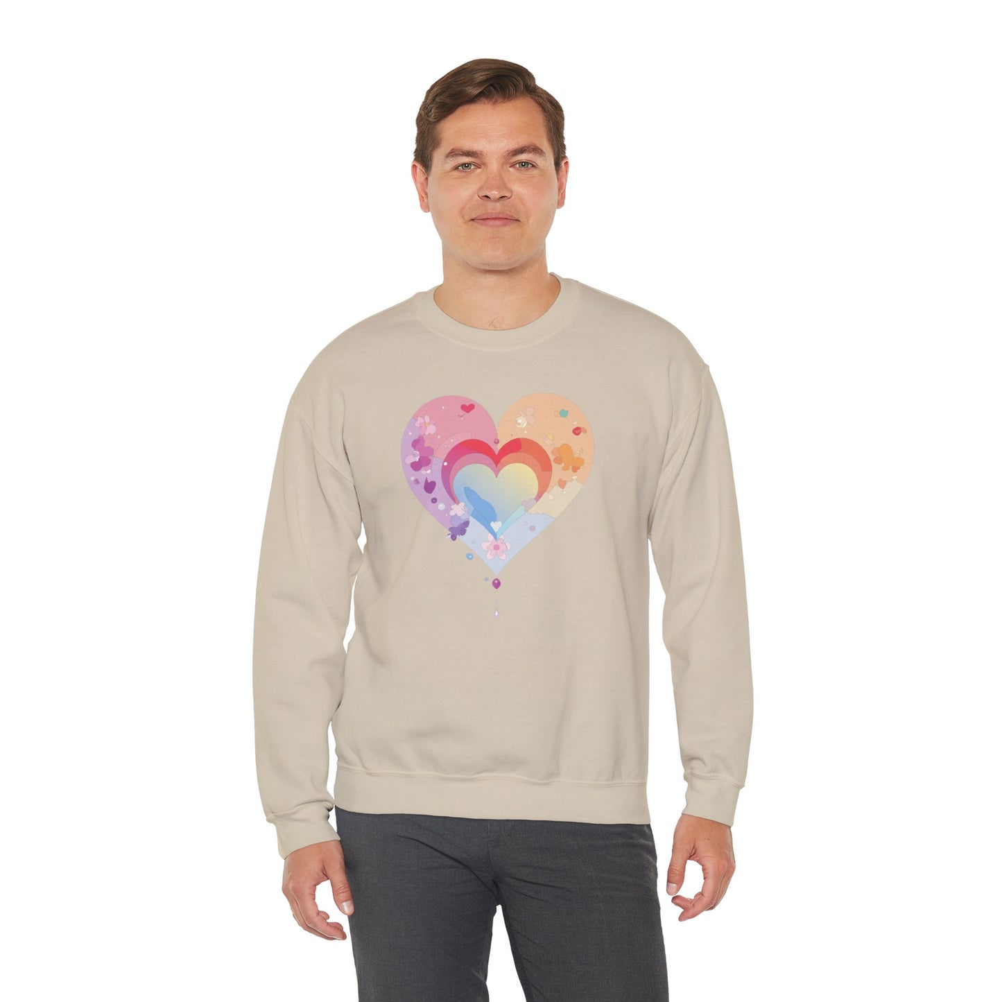 Rainbow Heart Sweatshirt, Floral Heart Sweatshirt, Floral Love Sweatshirt, Valentine's Day Sweatshirt, Rainbow Heart Floral Sweatshirt 114