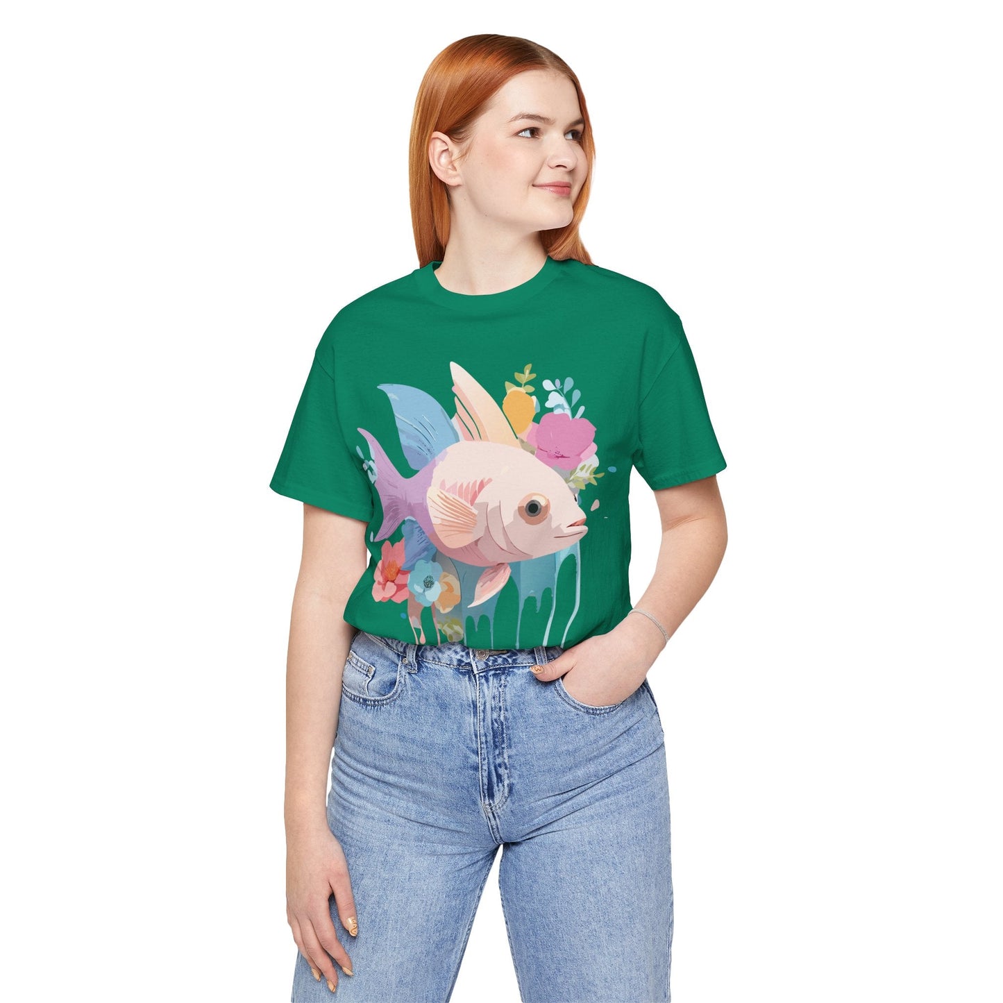 Adelpha Fish Graphic Tee Unisex Jersey Short Sleeve Vintage Art Design Tee Shirt Premium Quality