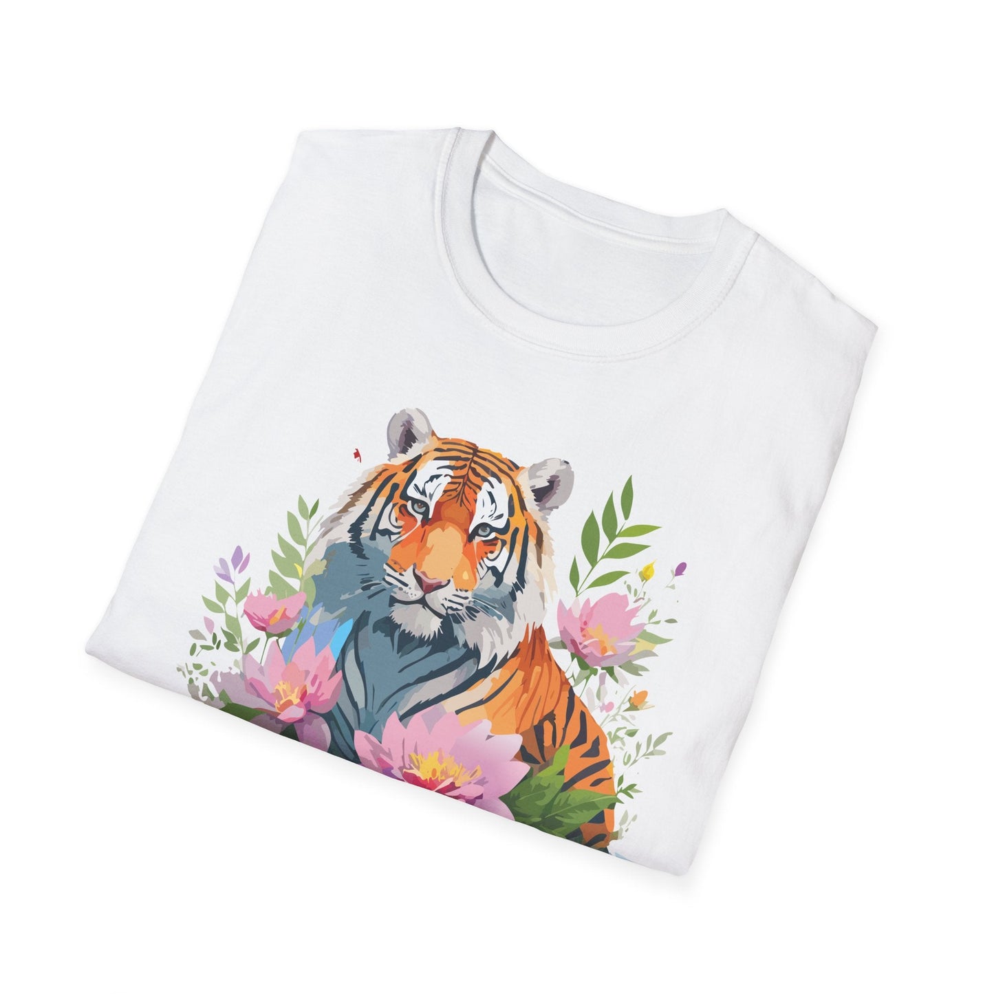 Tiger Print Unisex T Shirt Gildan Softstyle 64000 Animal Tee