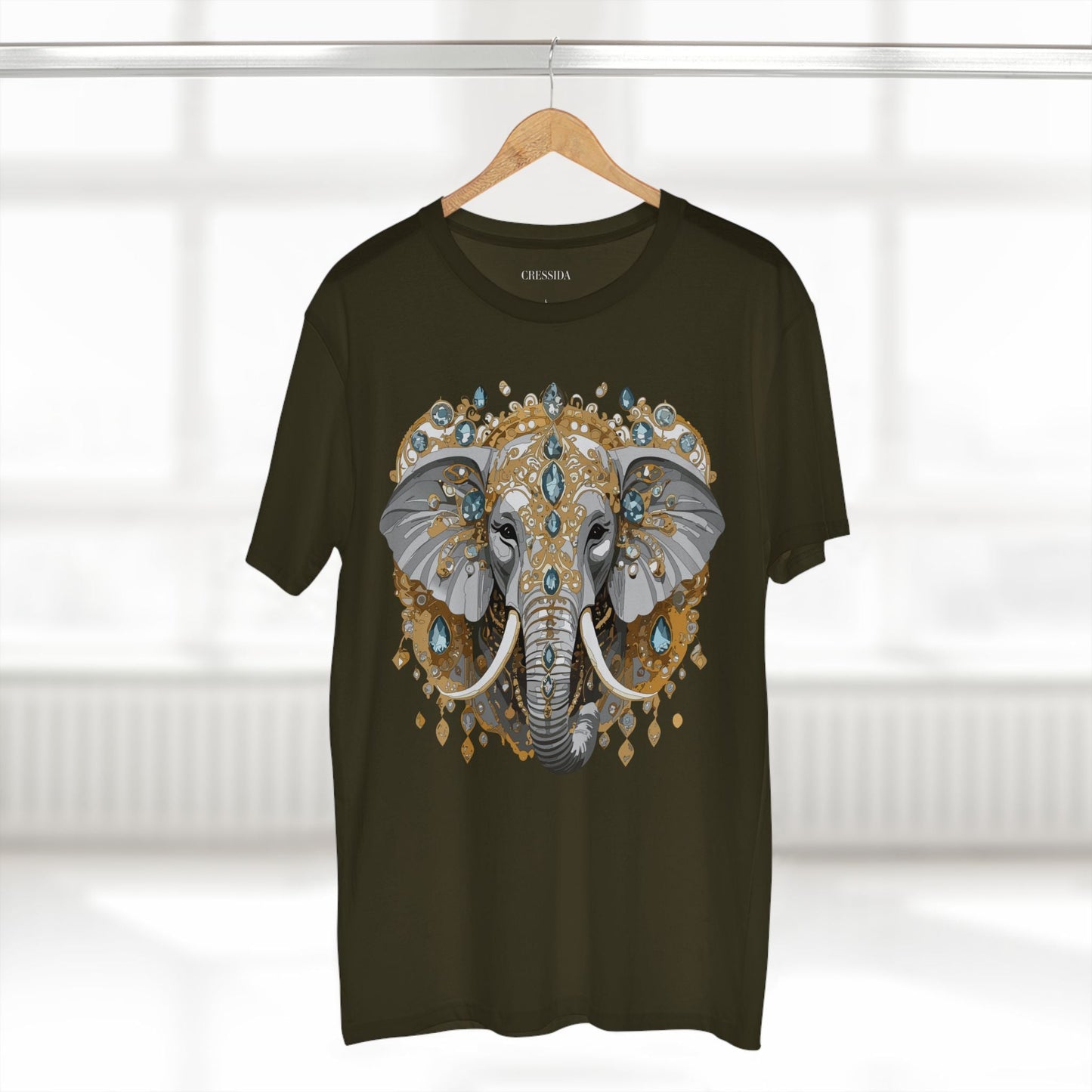 Elephant Graphic Unisex 100 Cotton Tee With Unique Animal Golden Medallion Art Design 38