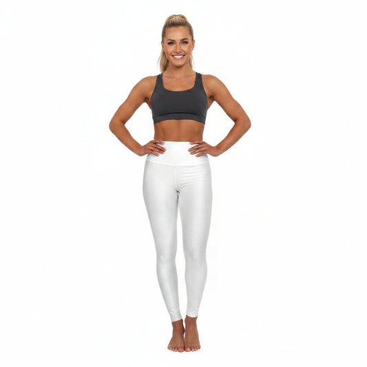 True White Color High-Waist Yoga Leggings Women's Seamless Poly-Span Stretchy Performance Pants
