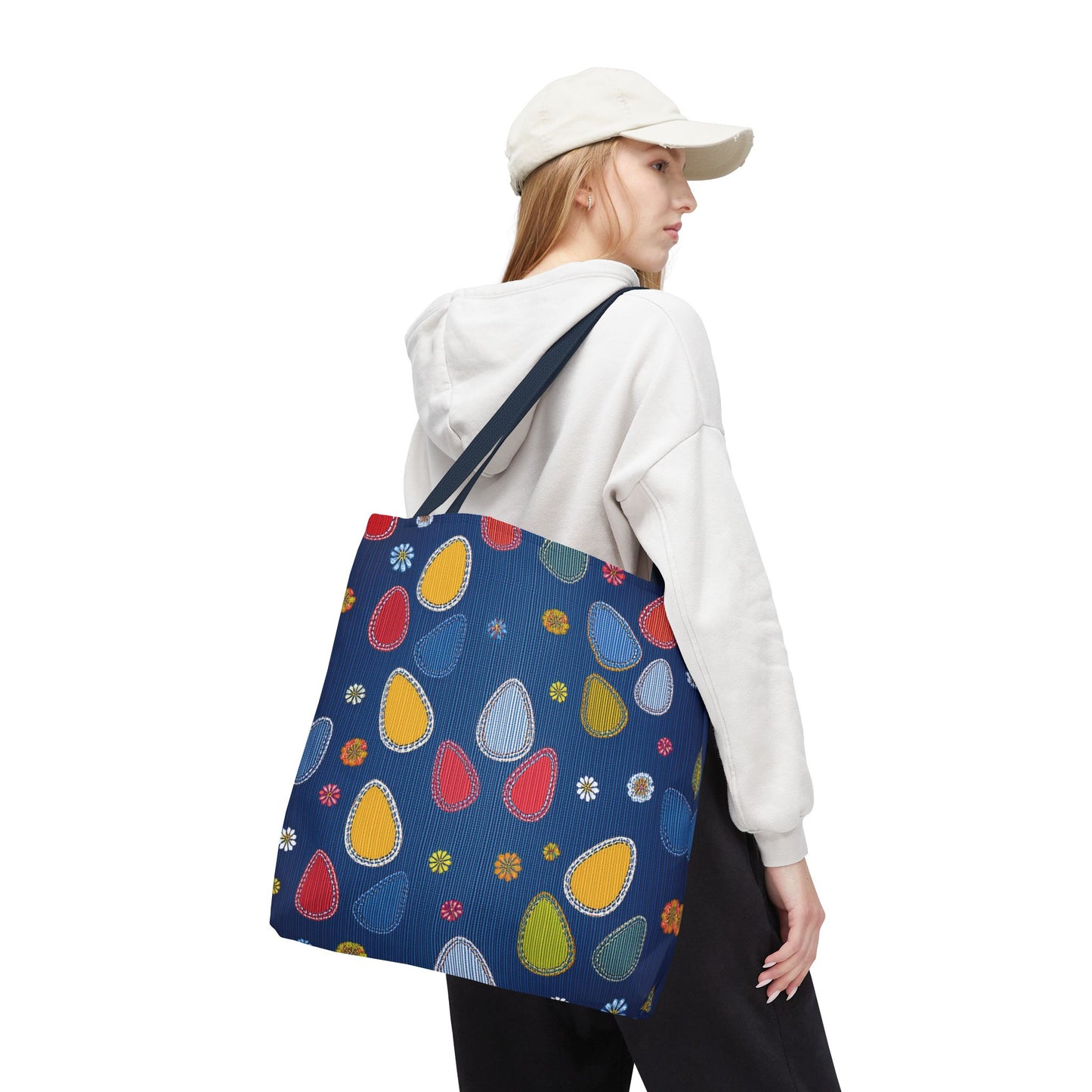 Easter Graphic Design Denim Fabric Imitation Print Unisex Canvas Bag Poly Spun 3 Sizes Tote Bag 204-13