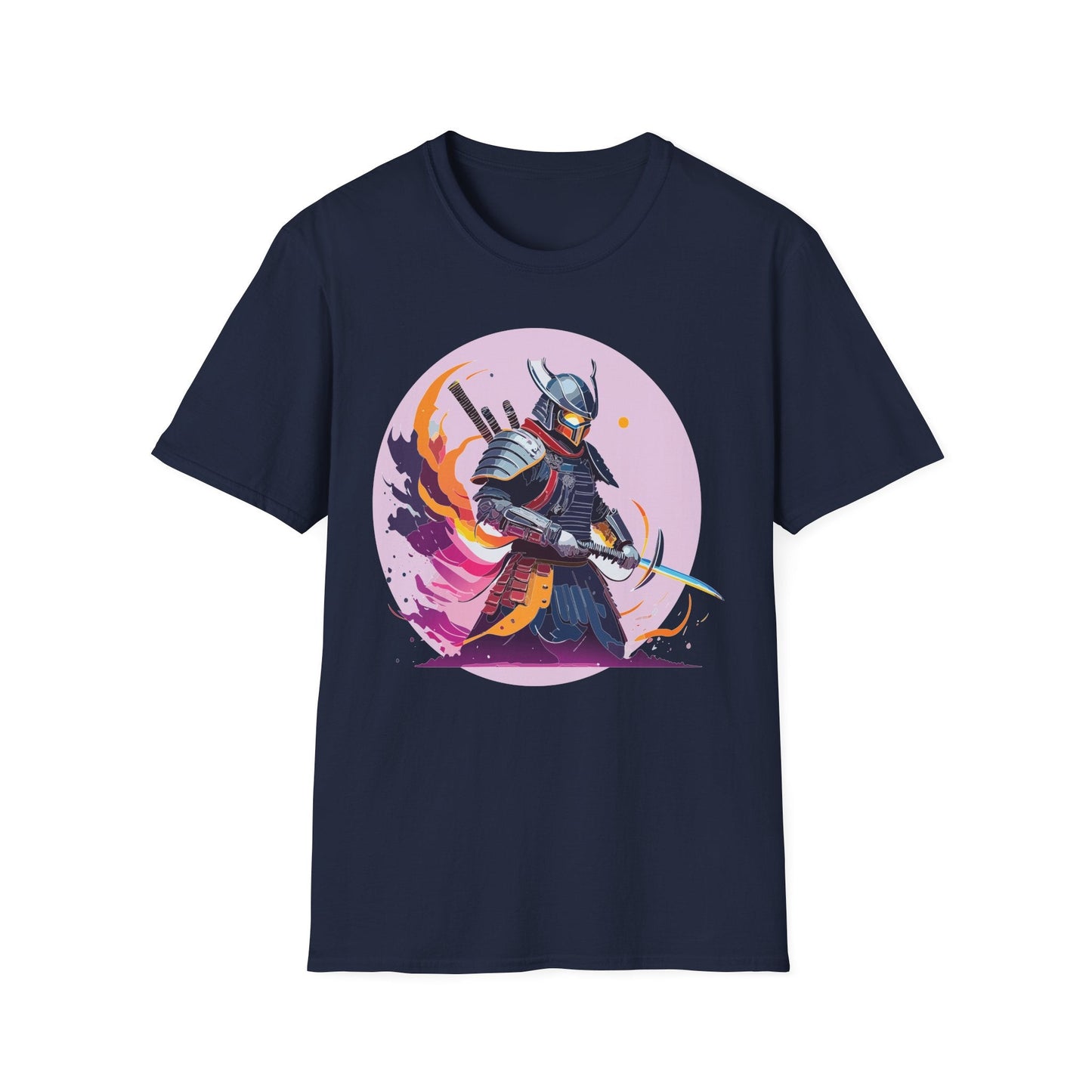 Samurai Shirt Unisex Short Sleeve Tee With Samurai Print Softstyle Gildan 64000 Ring Spun Cotton