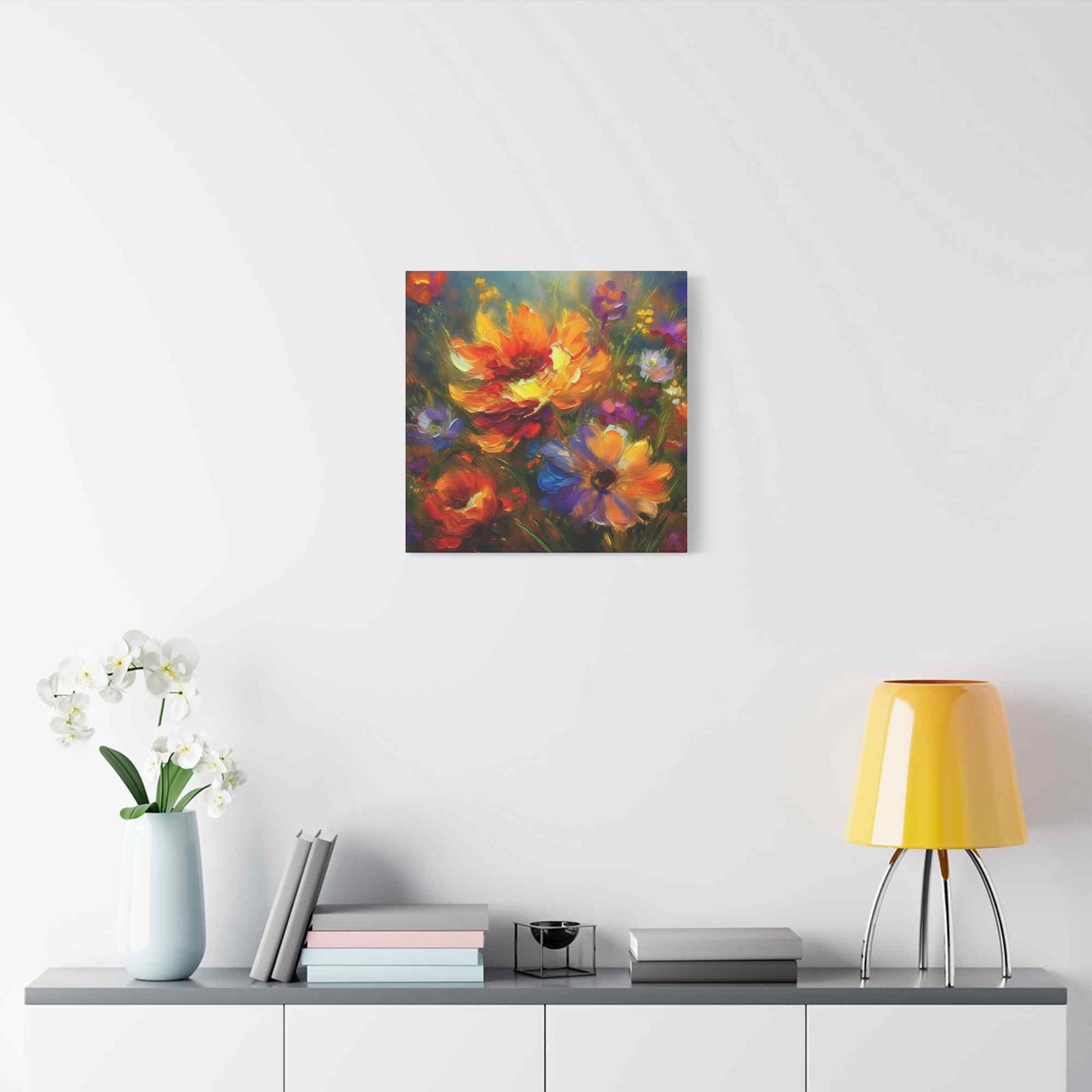 Flowers Print Canvas, Floral Oil Paint Print 20x20, 24x24, 30x30, 32x32, 36x36, Floral Art Design Print Non-Frame MC-15