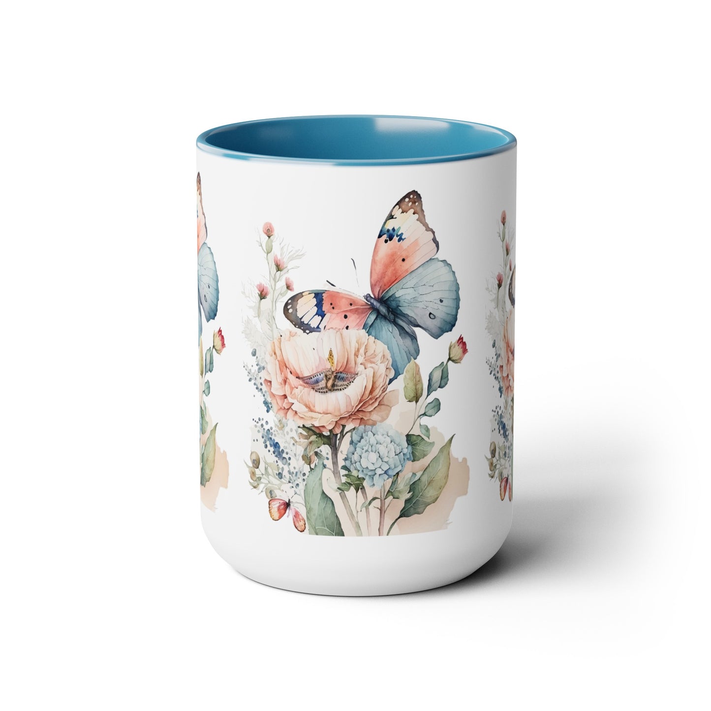 Two-Tone Coffee Mugs with butterfly