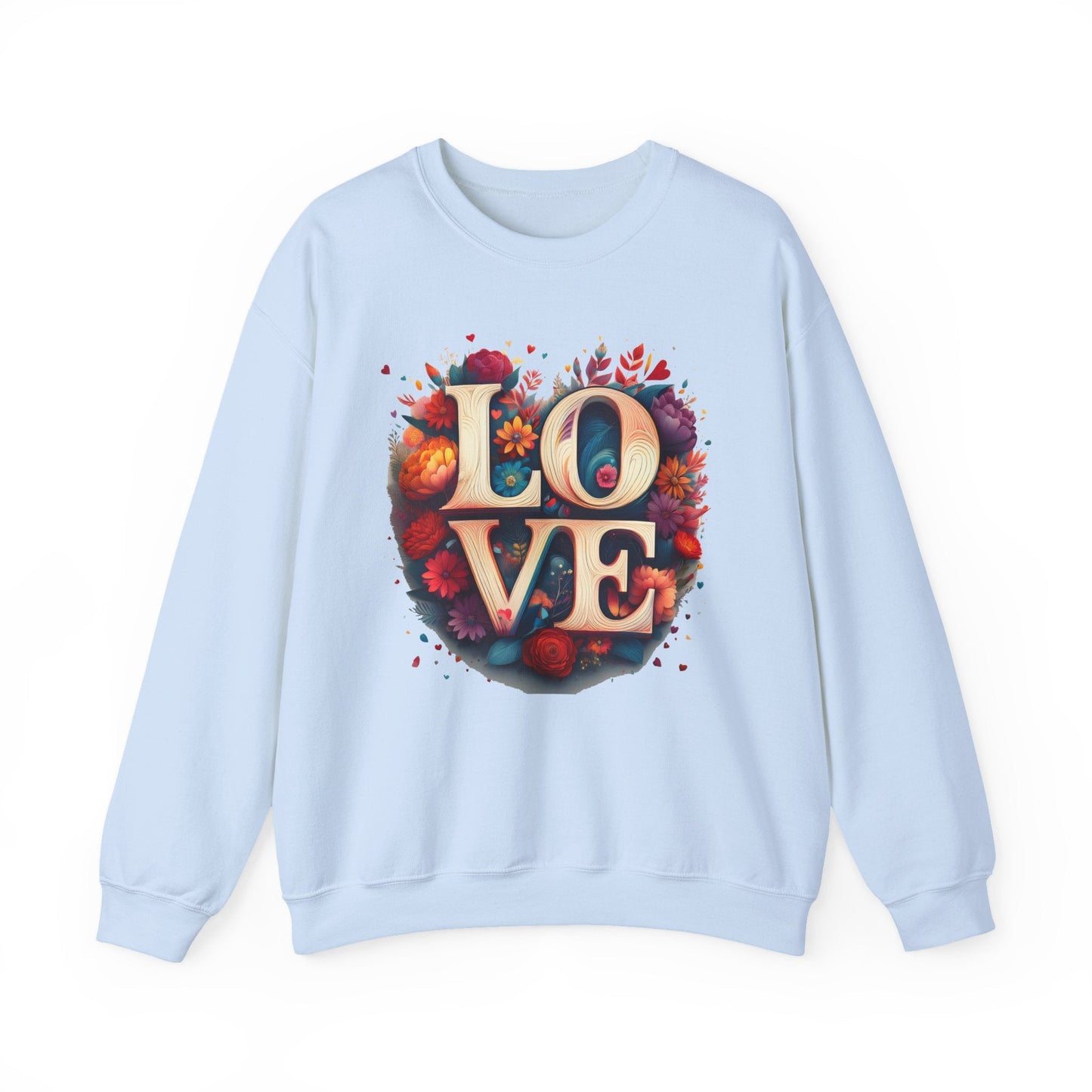Floral Love Sweatshirt Unisex Valentines Day Gift Love Flower Crewneck Sweatshirt