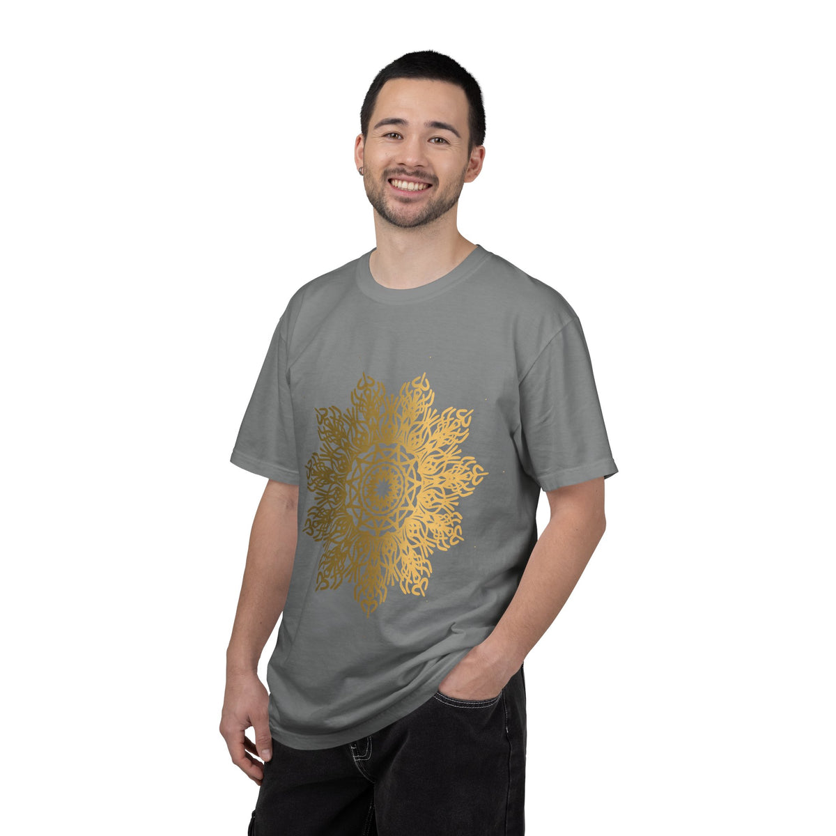 Unisex Garment Dyed Cotton T-Shirt with Mandala Graphic Design