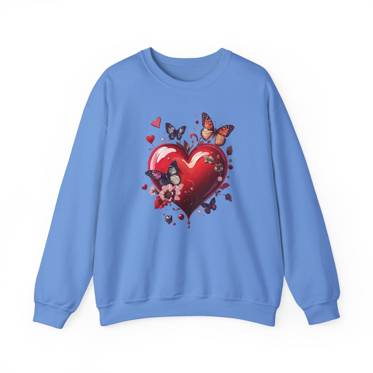 Big Red Heart Sweatshirt, Floral Red Heart Sweatshirt, Floral Love Sweatshirt, Valentine's Day Sweatshirt, Heart Floral Sweatshirt 105