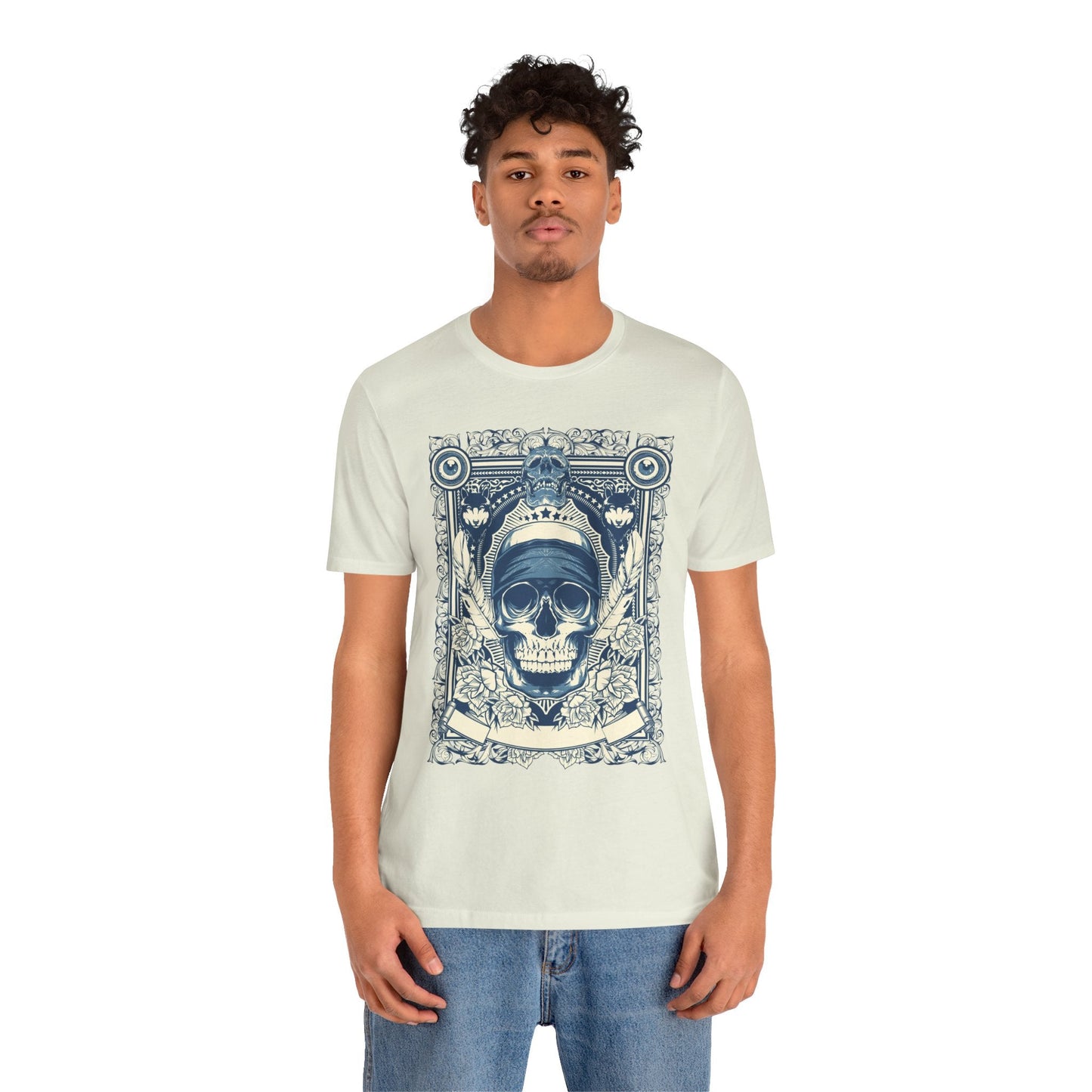 Skull Crown Graphic Tee Vintage Ornate Skull Illustration Rock Band T-Shirt