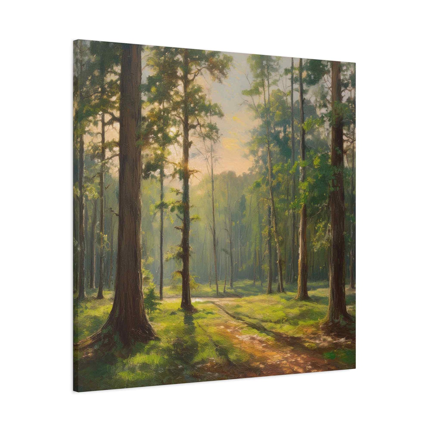 Forest Print Canvas, Trees Oil Paint Print 20x20, 24x24, 30x30, 32x32, 36x36 Art Design Print Pine-Wood Inner Frame MC-69