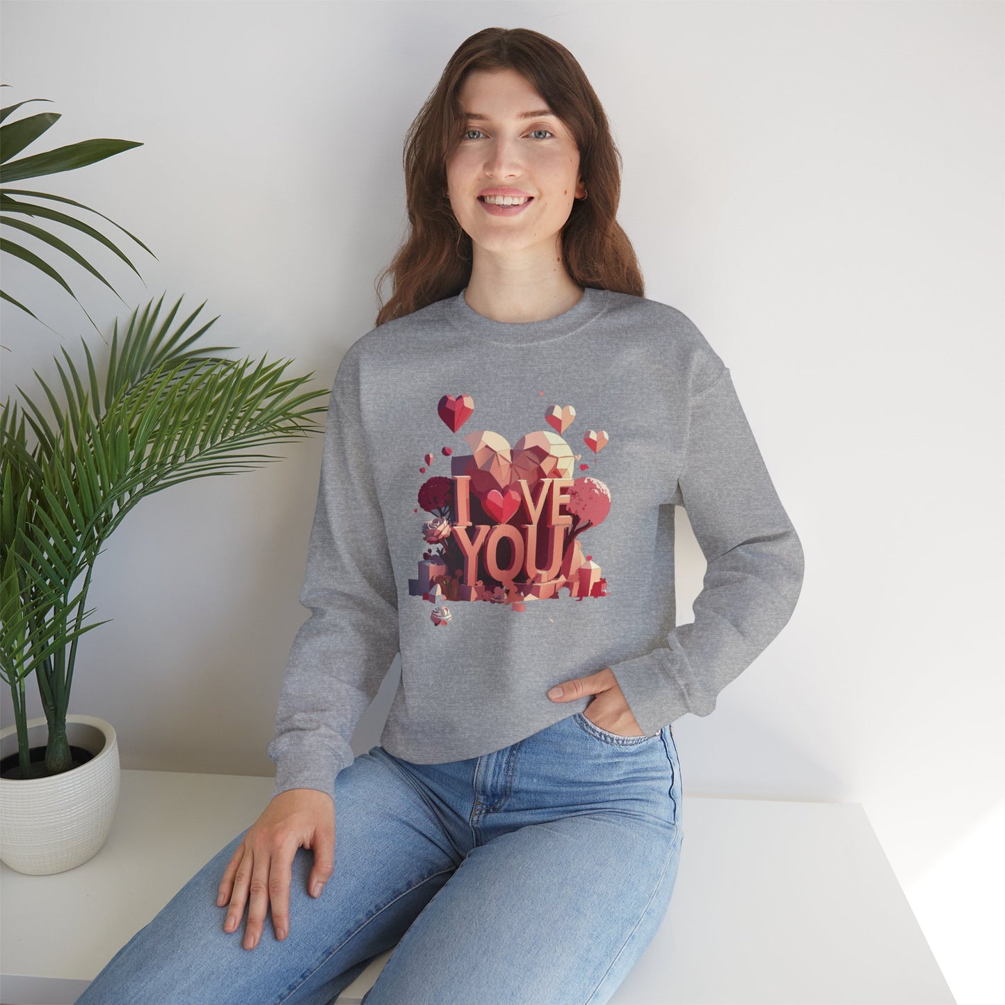 Unisex Big Heart Love Sweatshirt, Love Heart Sweatshirt, Floral Love Sweatshirt, 50/50 Cotton-Poly Valentine's Day Sweatshirt 10