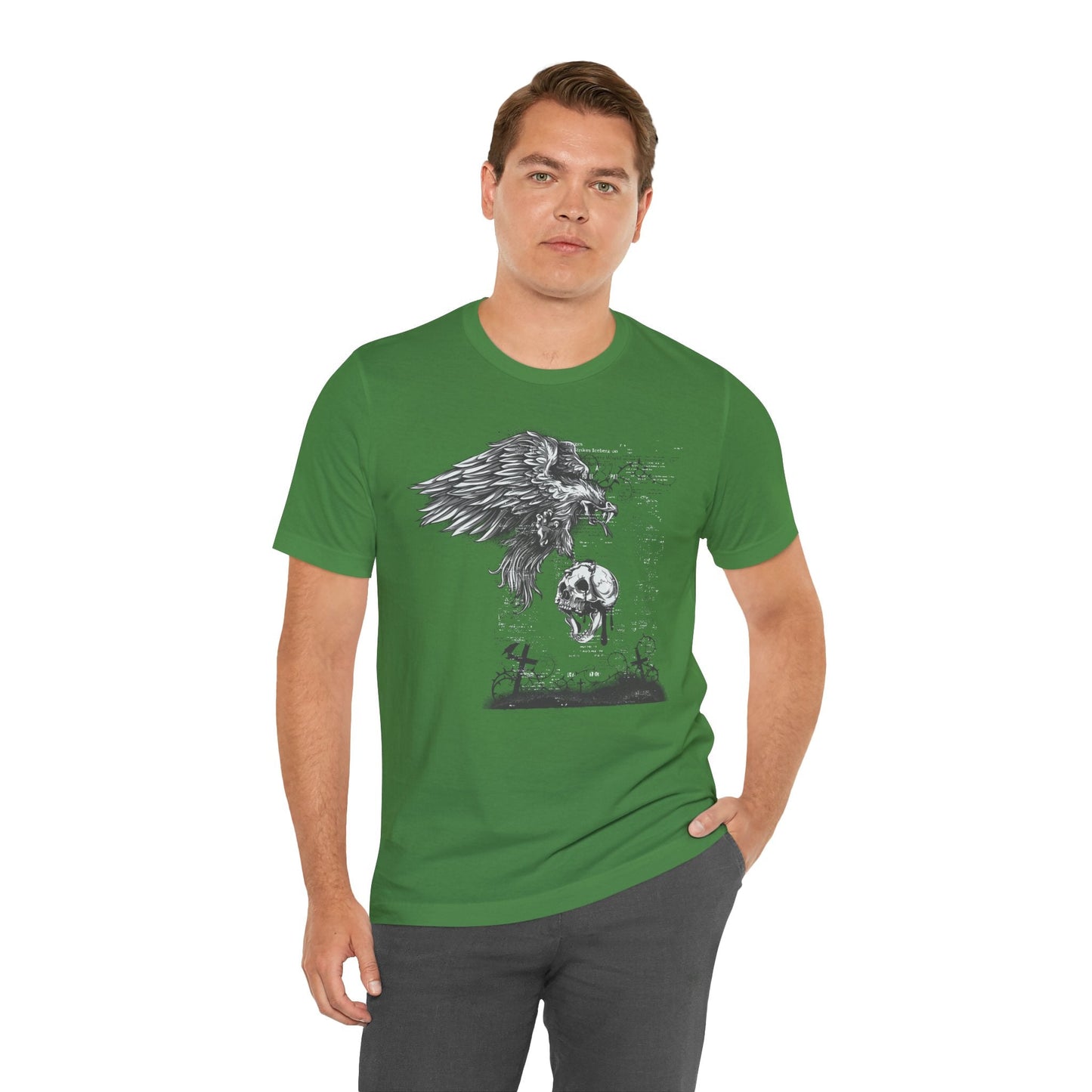 Raven and Skull Illustration Graphic Unisex Cotton T-Shirt r19