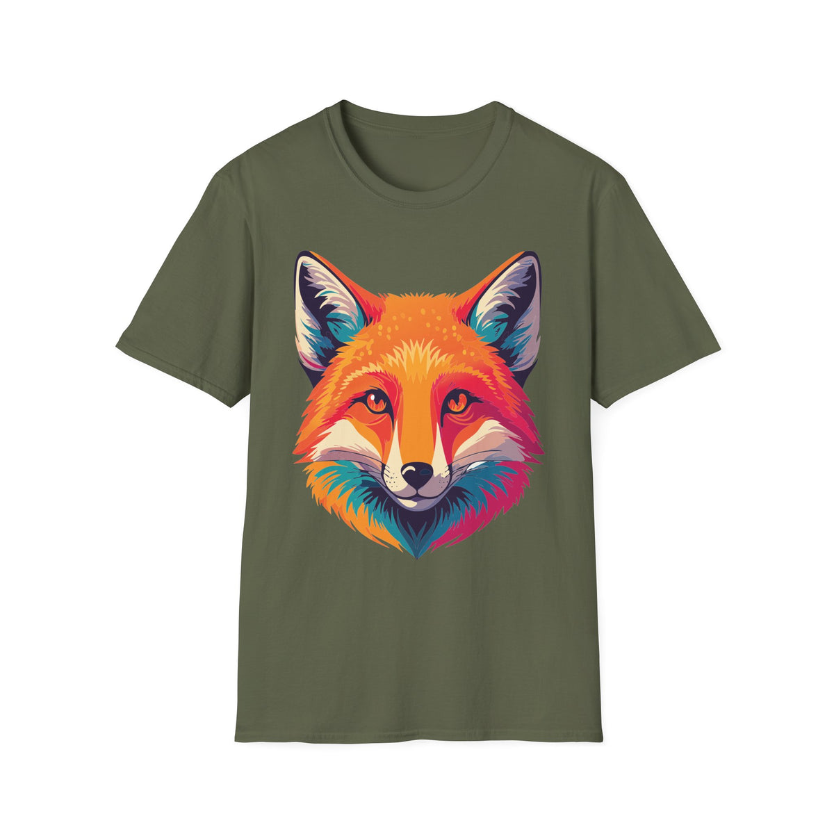 Colorful Fox Illustration T-Shirt | Vibrant Pop Art Fox Tee