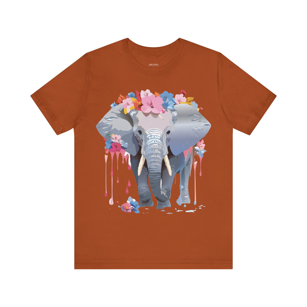 Elephant Graphic Unisex Cotton Bella+Canvas Tee with Art Animal Design d15