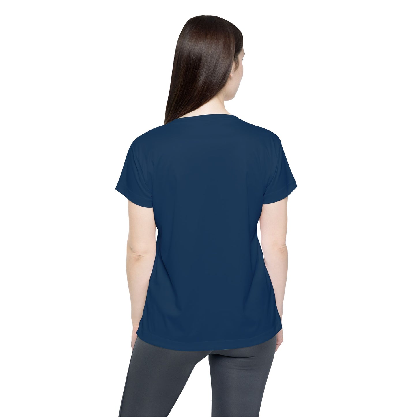 Deep Space Blue Web Women's Sports Jersey Short Sleeves 100% Poly Solid Navy Color Print Athletic Tee