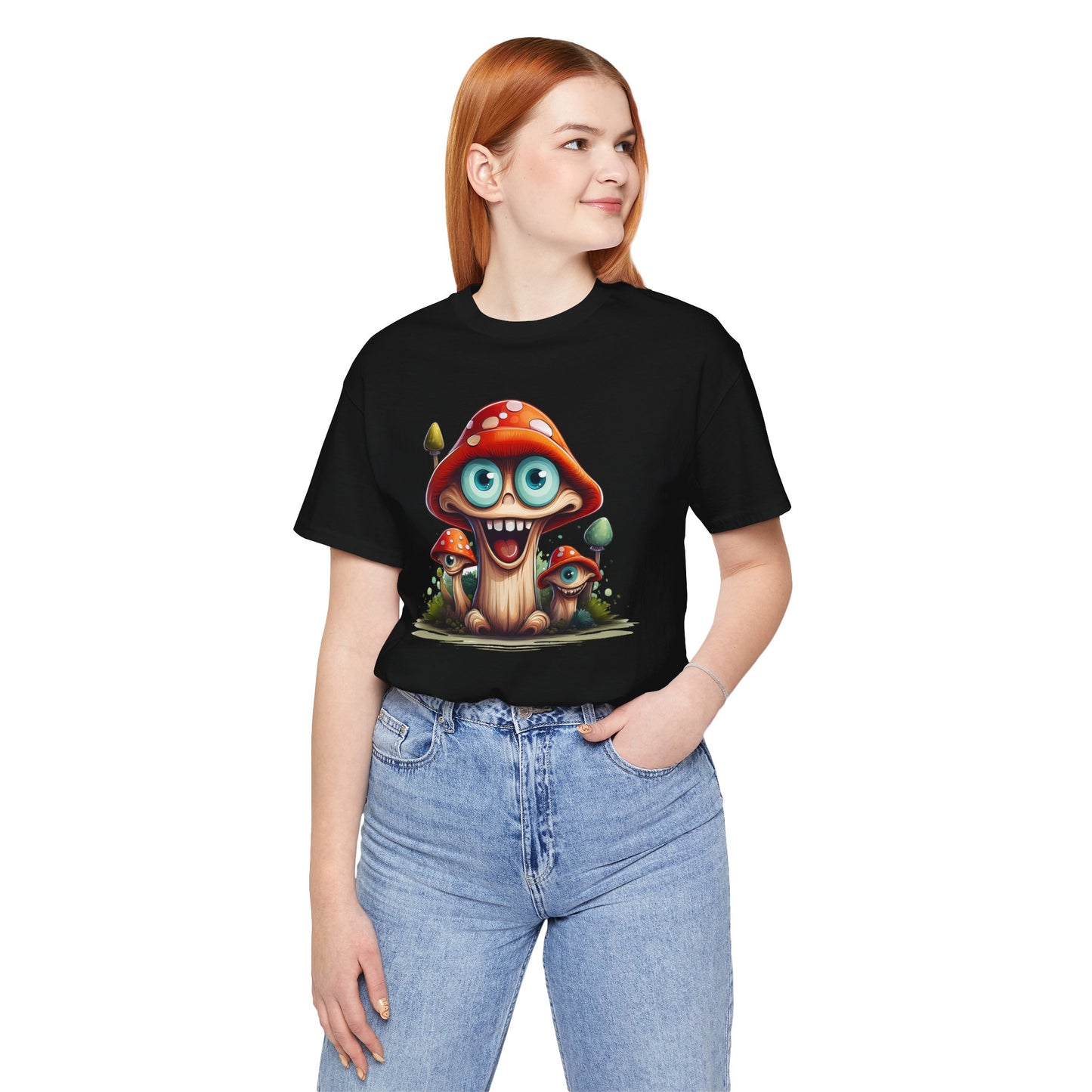 Cute Mushroom Graphic Tee, Fun Cartoon Shirt, Funny Mushroom Shirt, Cute Cartoon Tees, Graphic T-Shirt, Art Design T-Shirt