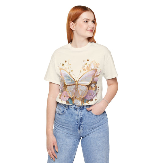 Butterfly Graphic Unisex 100 Cotton Lightweight Vintage Floral Design Jersey Tee 9