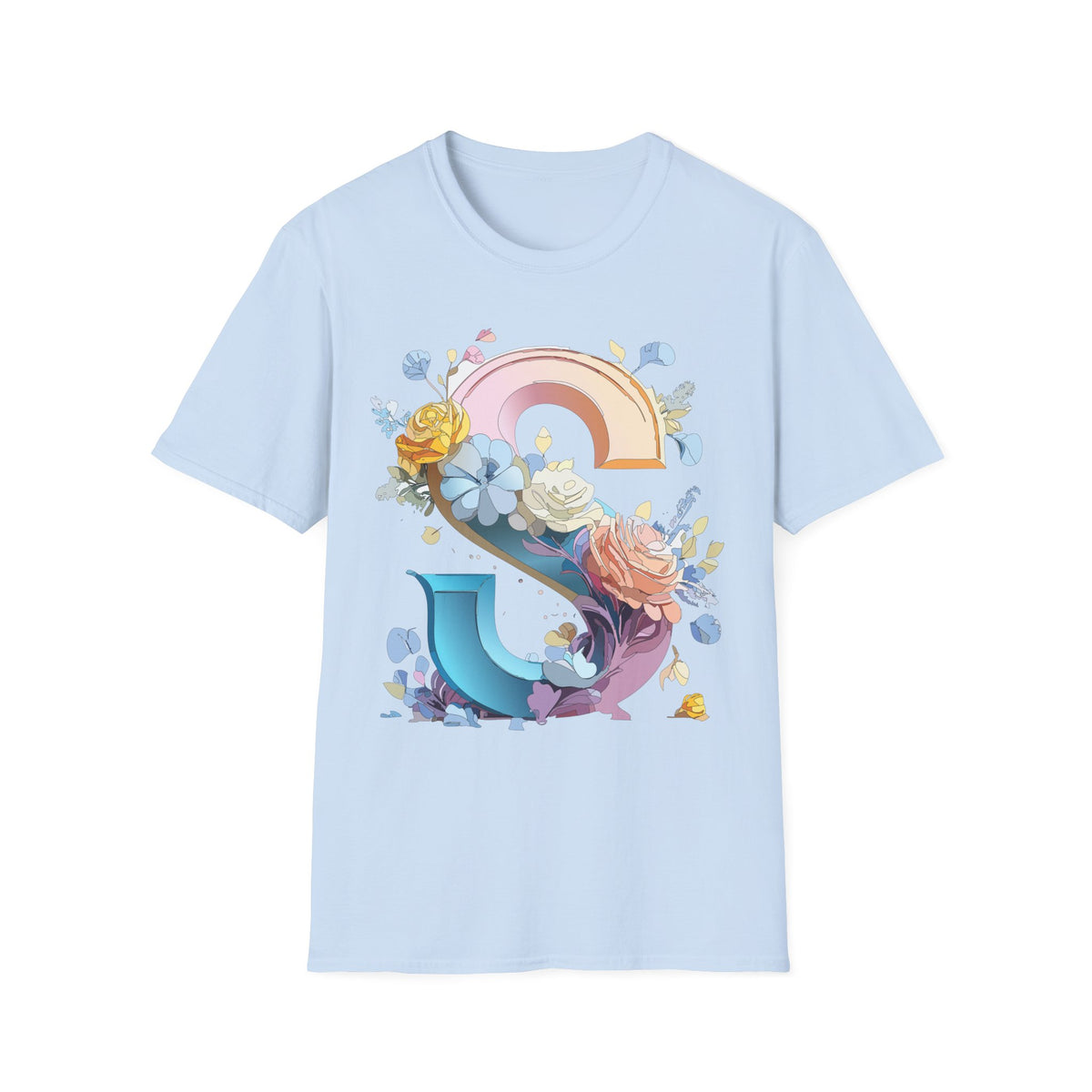 Floral Rainbow Letter S T-Shirt | Floral Initial Tee