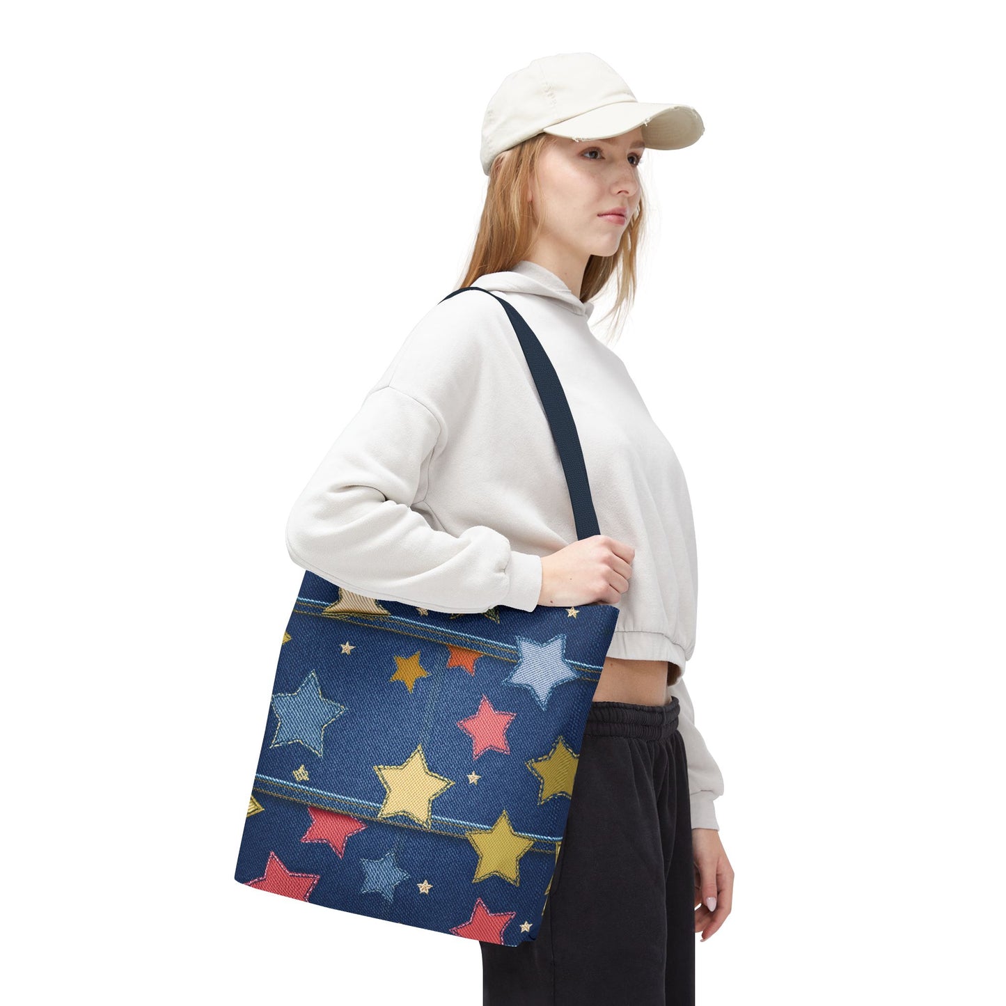 Denim Fabric Imitation Print Unisex Canvas Bag Poly Spun 3 Sizes Tote Bag 181-5