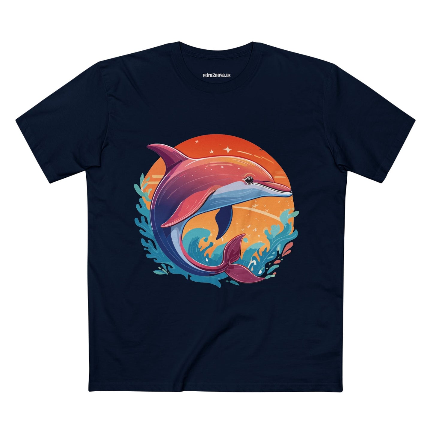 Dolphin Art Shirt for Men and Women Unisex Premium Cotton Tee Featuring Marine Life Illustration by Retro2Nova Collection