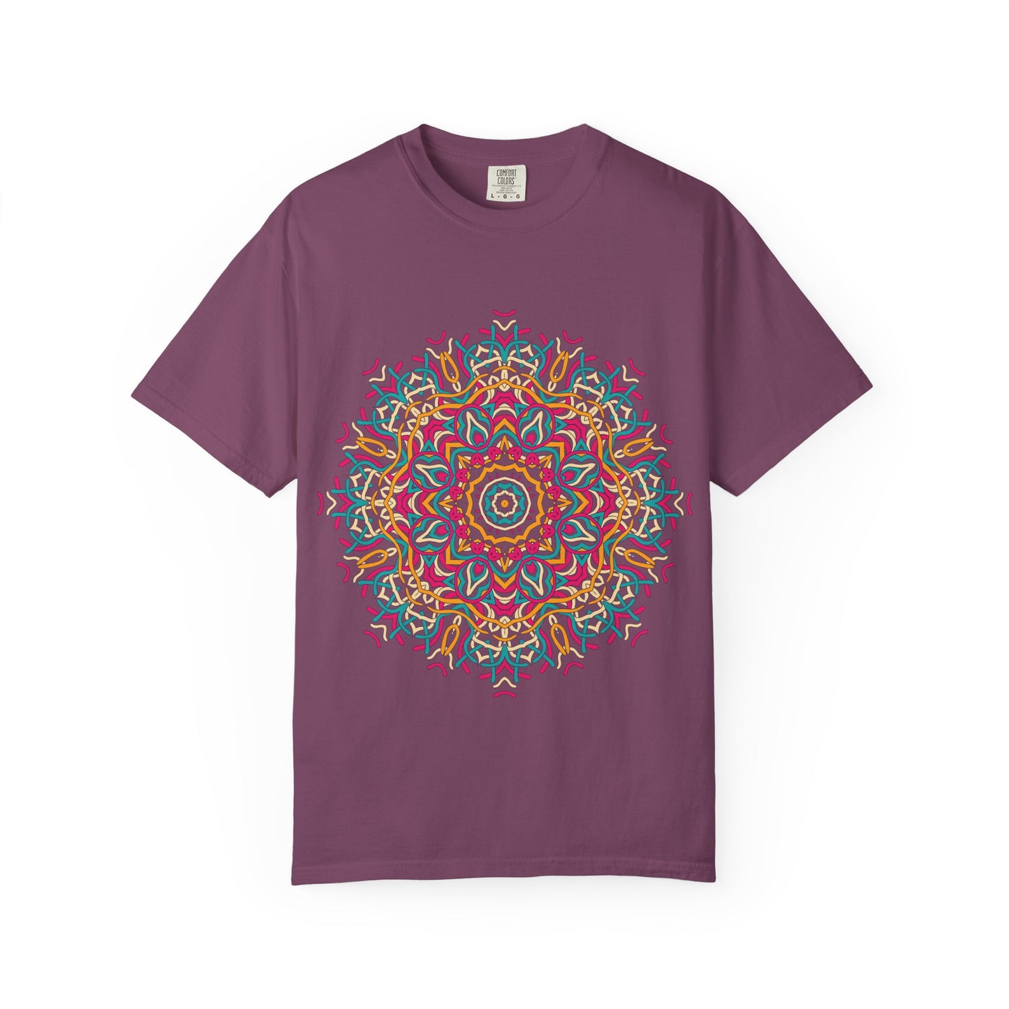 Unisex Garment Dyed Cotton T-Shirt with Mandala Graphic Design
