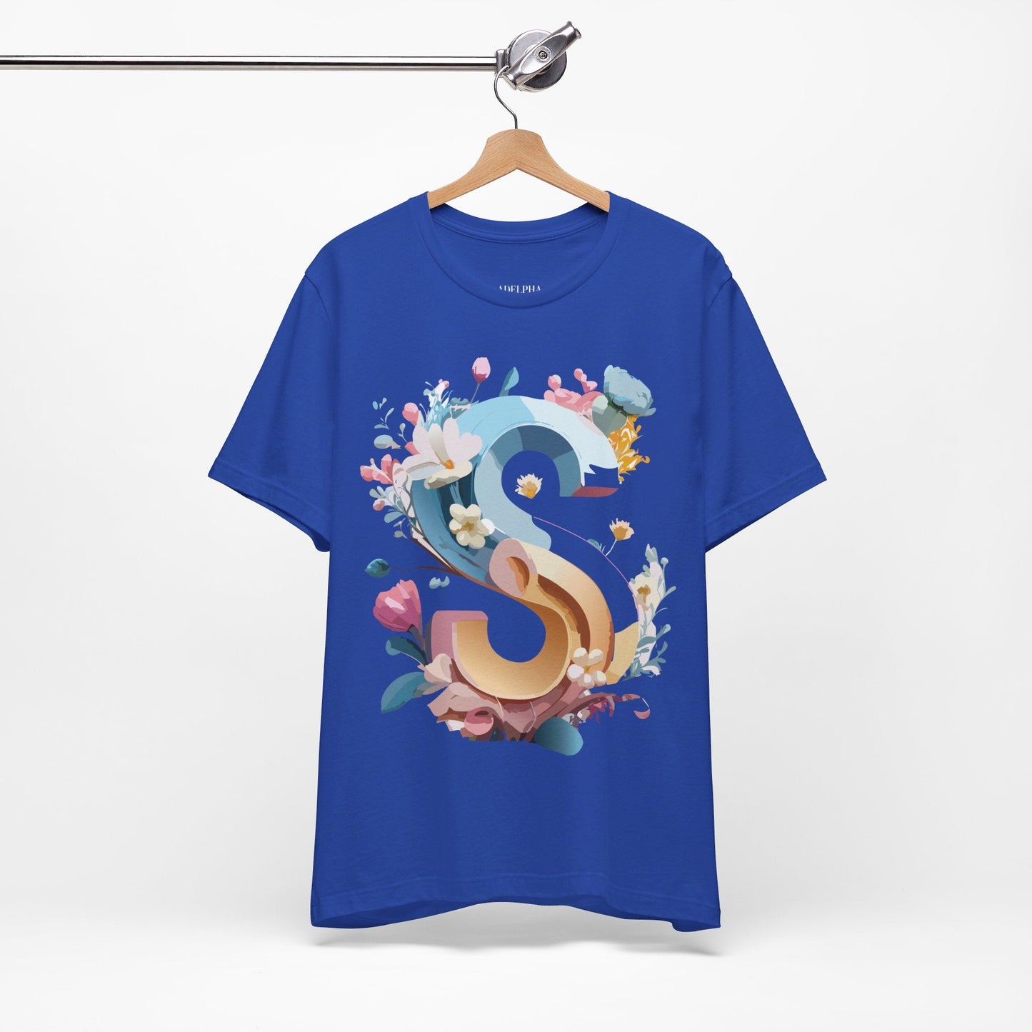 Letter S Shirt Graphic Tee Unisex Jersey Short Sleeve Premium Vintage Inspired Artwork Adelpha