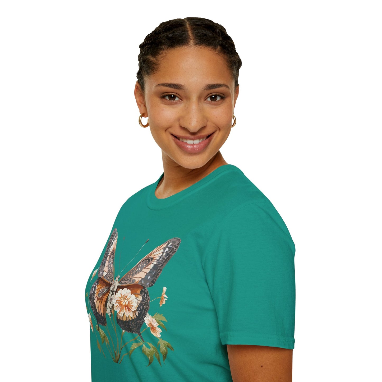 Butterfly T Shirt Unisex Softstyle Gildan 64000 Cotton Tee Monarch Print Comfort