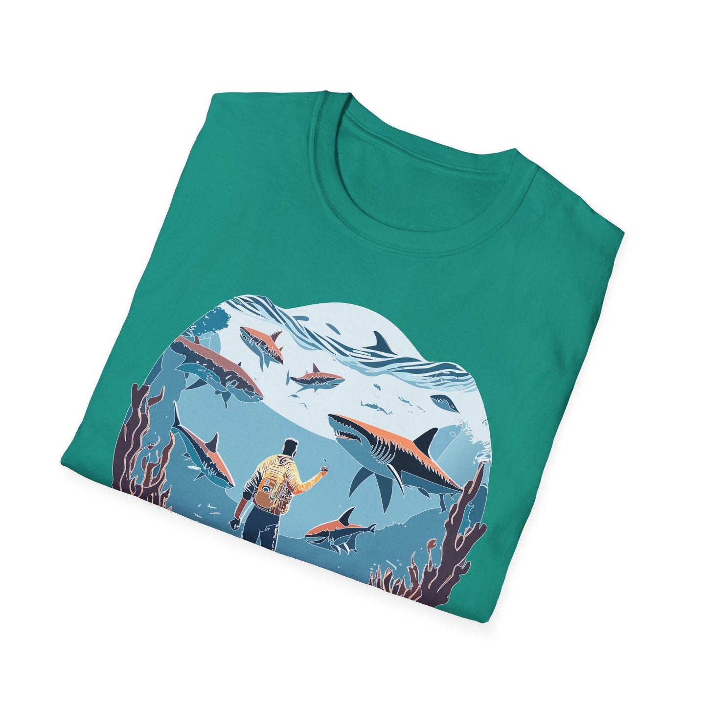 Ocean Theme Unisex Softstyle T Shirt 64000 Cotton Tee With Ocean Art Design Breathable