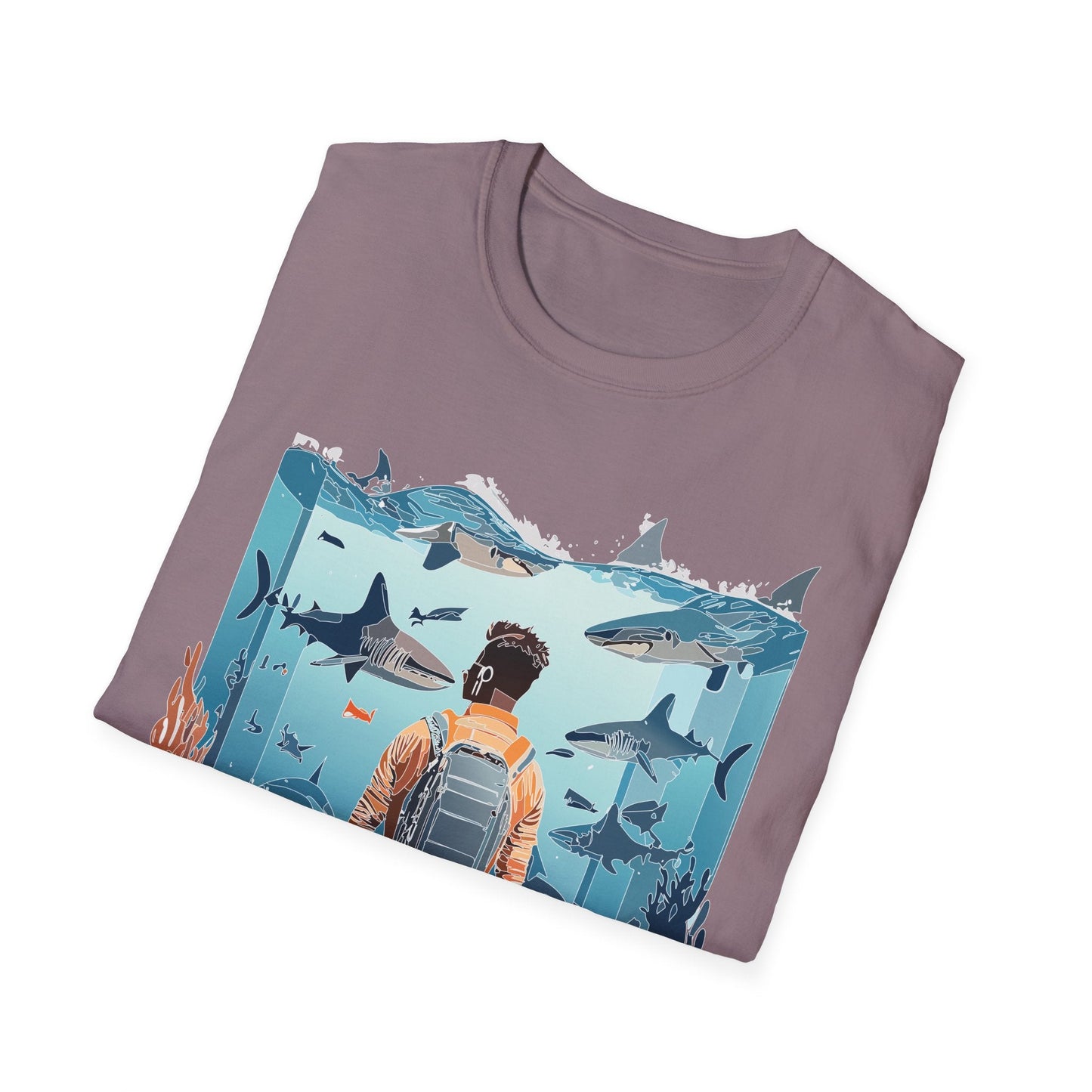 Ocean Themed Unisex Short Sleeve Tee Gildan Softstyle 64000 Ocean Inspired Art Design
