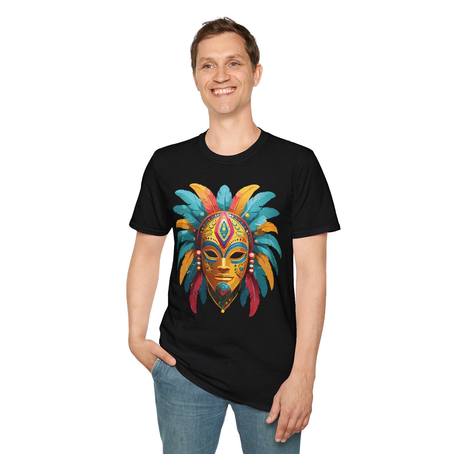 Unisex Mask Tee Shirt Masquerade Design Softstyle Gildan 64000 Comfortable Cotton Tee