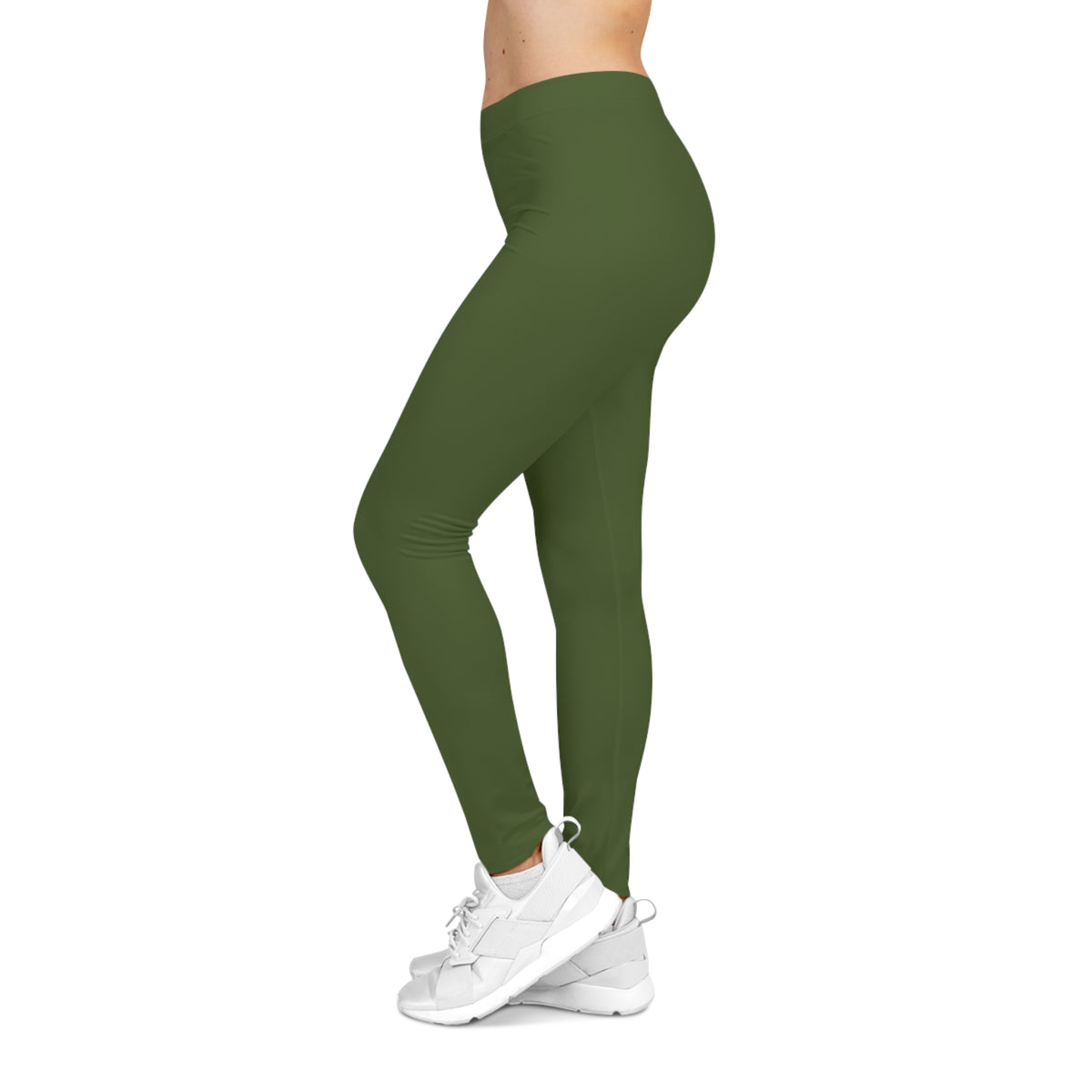 Olive Leaf Color Women's Poly-Span Casual Leggings XS-2XL