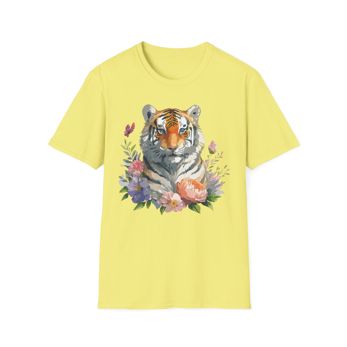 Watercolor Tiger Floral T-Shirt | Tiger Portrait Tee